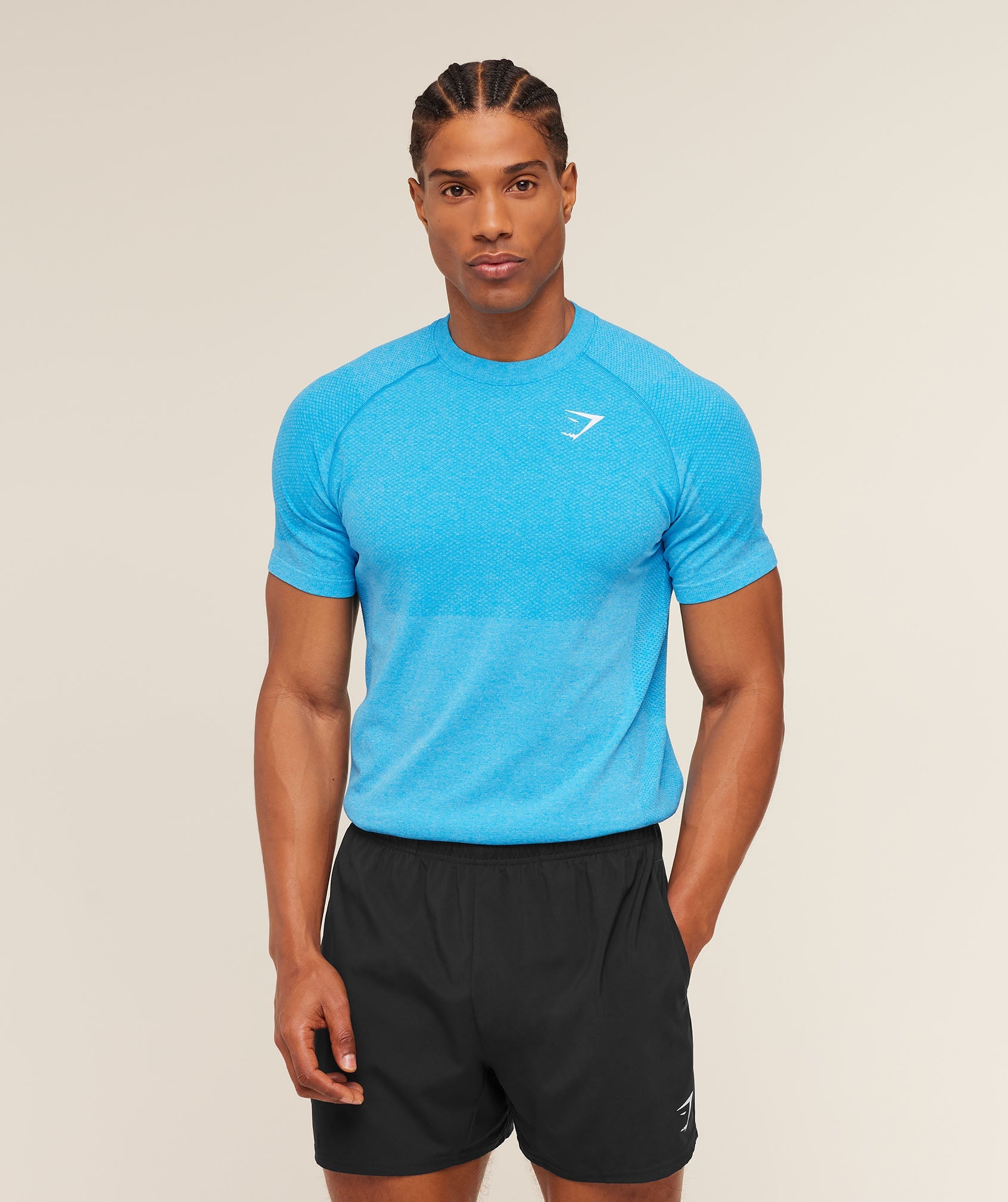 Gymshark Vital Seamless T-Shirt 'White Brand Blue'