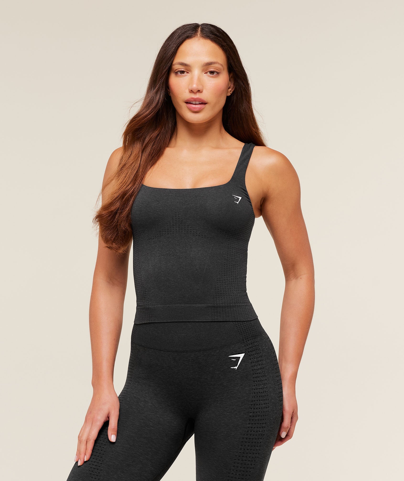 Gymshark Vital Tank With Shelf 'Black Marl'