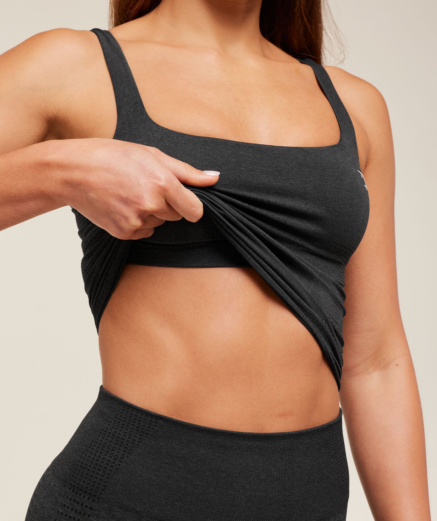 Gymshark Vital Tank With Shelf 'Black Marl'