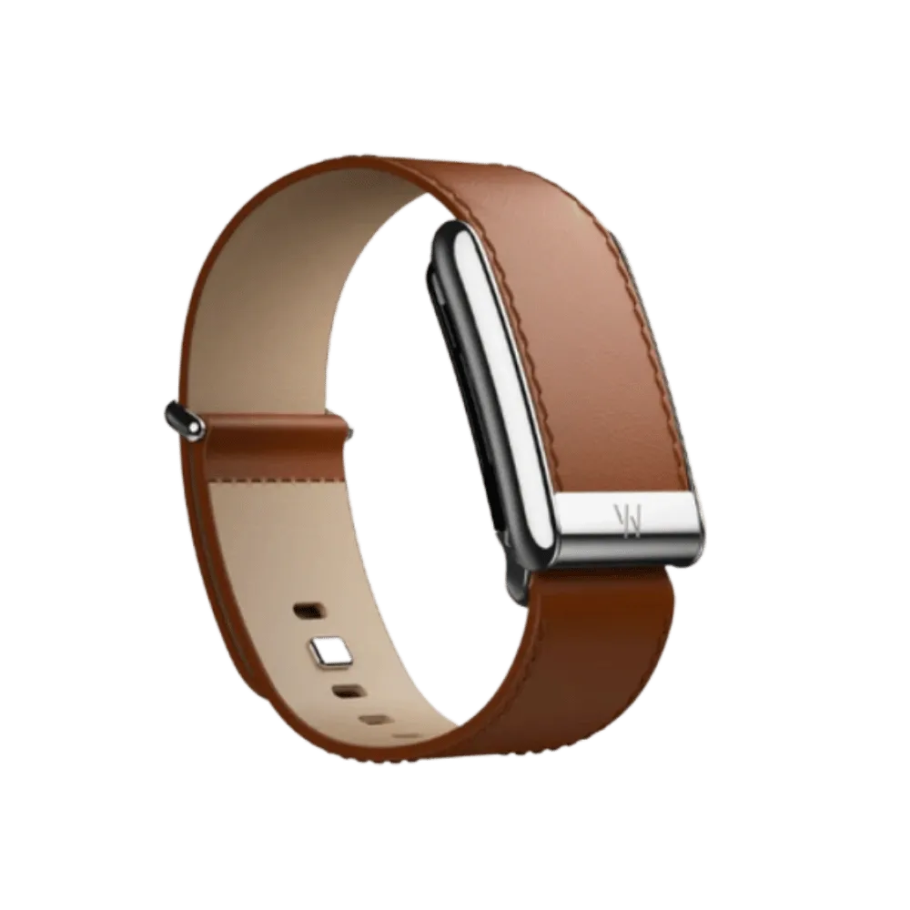 Whoop 5.0 Leatherluxe Straight Chestnut/Cream with Titanium Band (12 Month Peak Subscription Included)