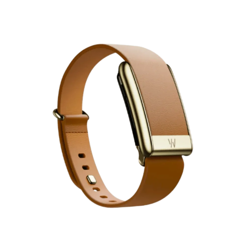 Whoop 5.0 Leatherluxe Tapered Camel with Gold Band (12 Month Peak Subscription Included)