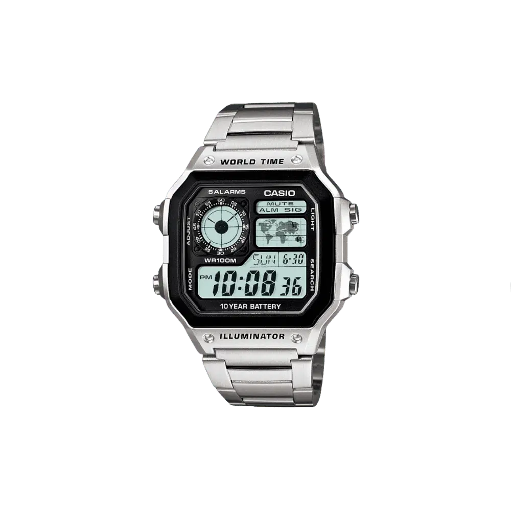 Casio Youth Unisex Black Dial Digital Stainless Steel Watch D099 - AE-1200WHD-1AVDF