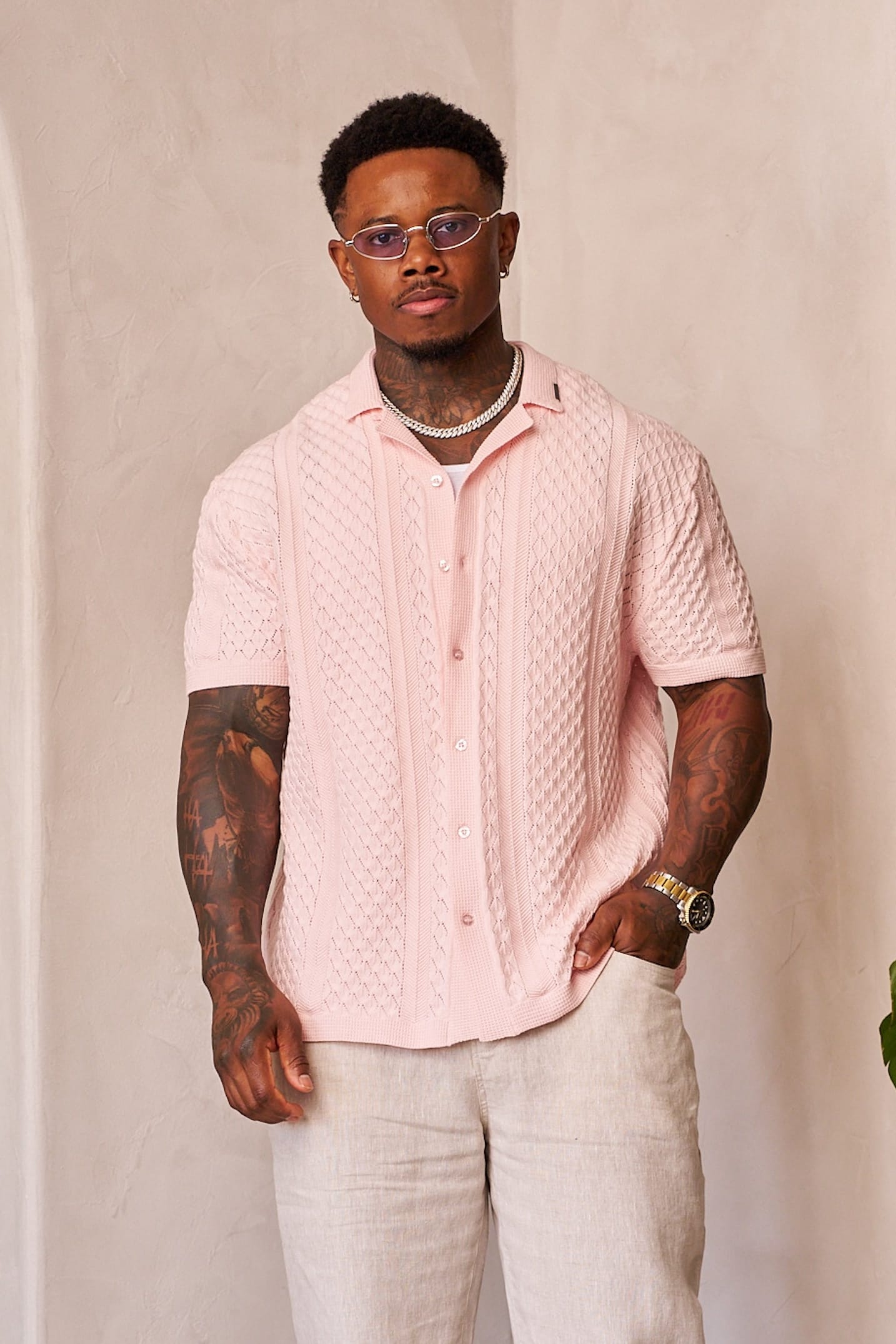 Young La 4335 - Monte Carlo Knit Button-Ups 'Pink'