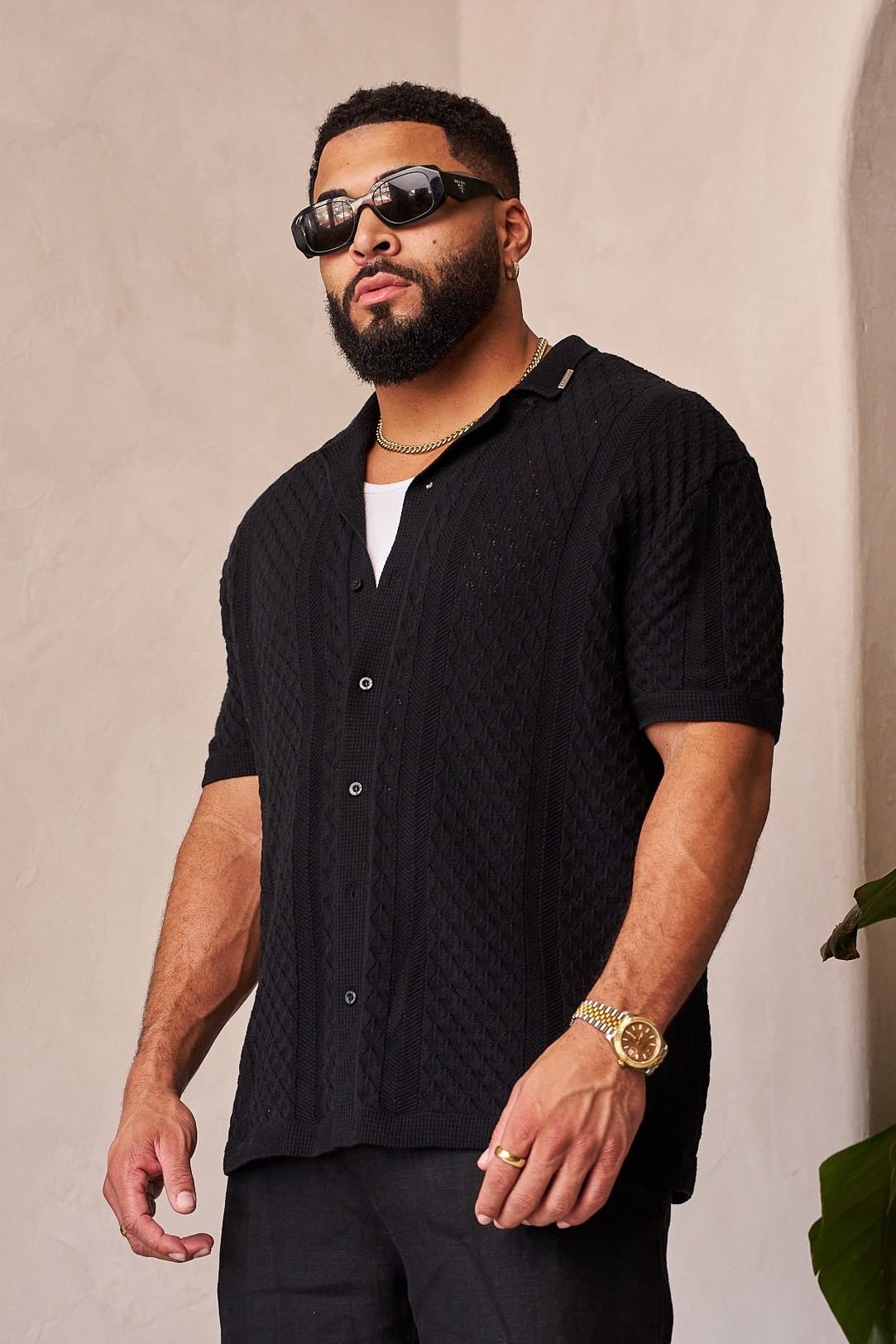 Young La 4335 - Monte Carlo Knit Button-Ups 'Black'