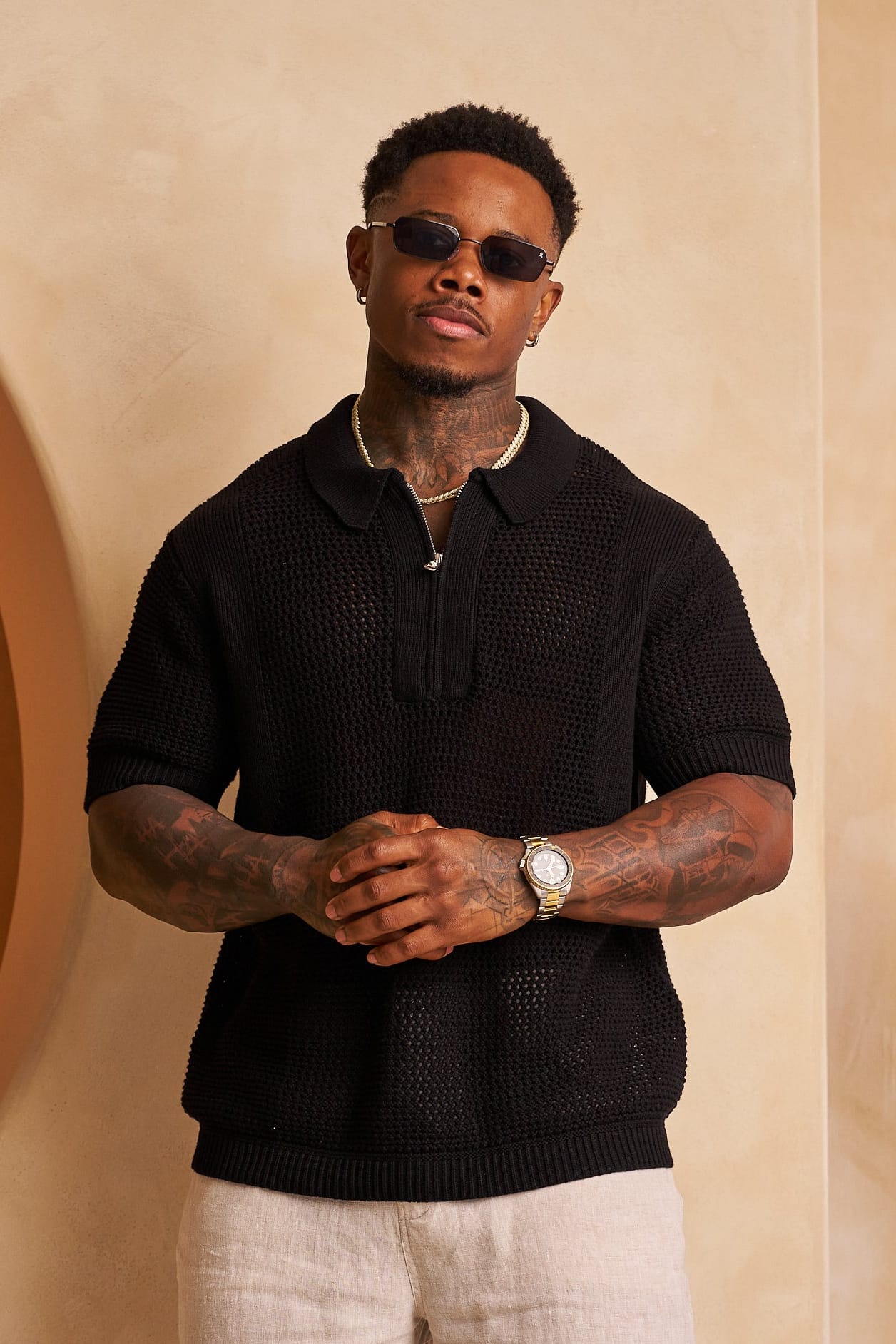 Young La 4308 - Upscale Crochet Polos 'Black'