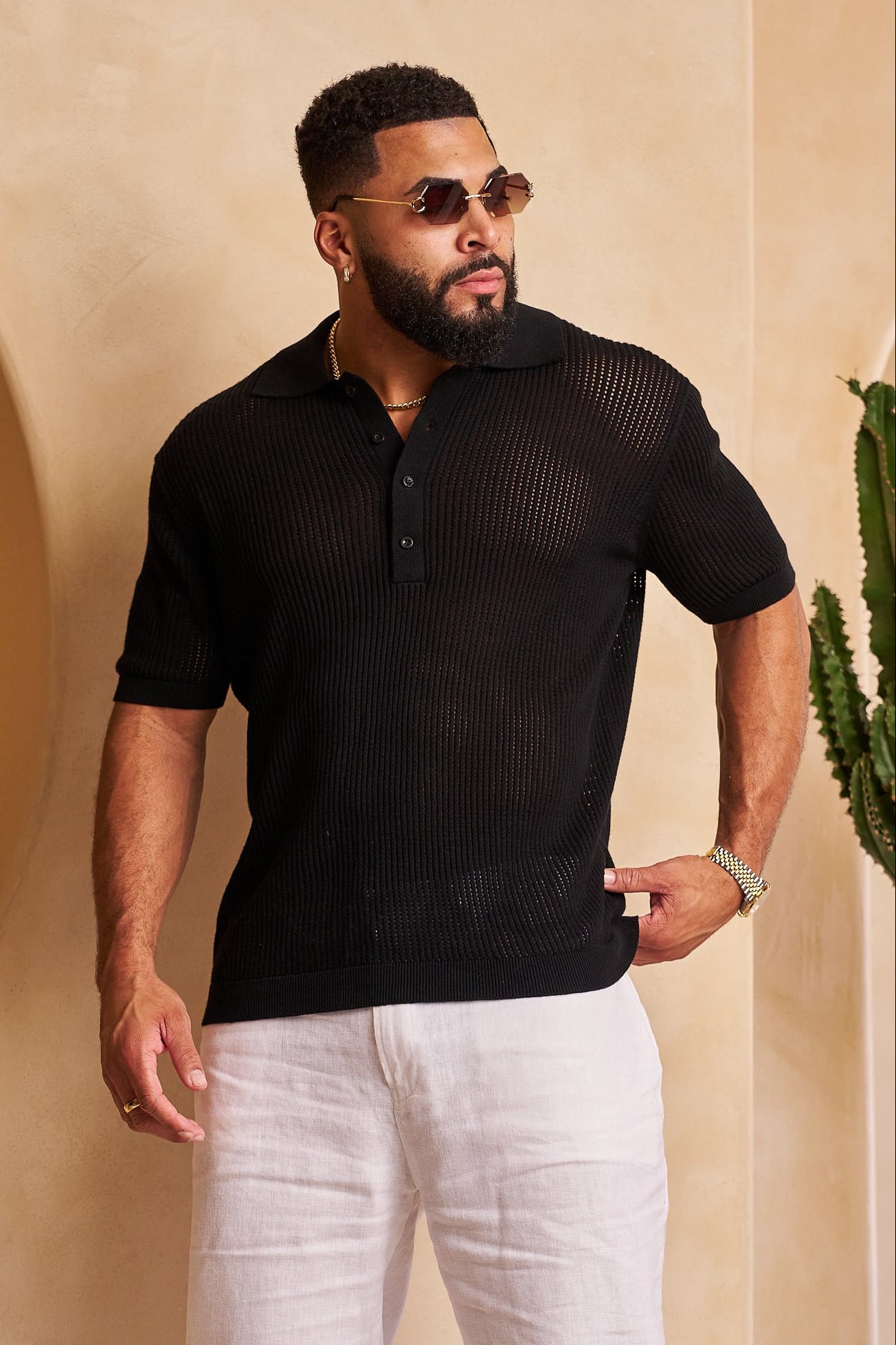 Young La 4341 - Lightweight Resort Polos 'Black'