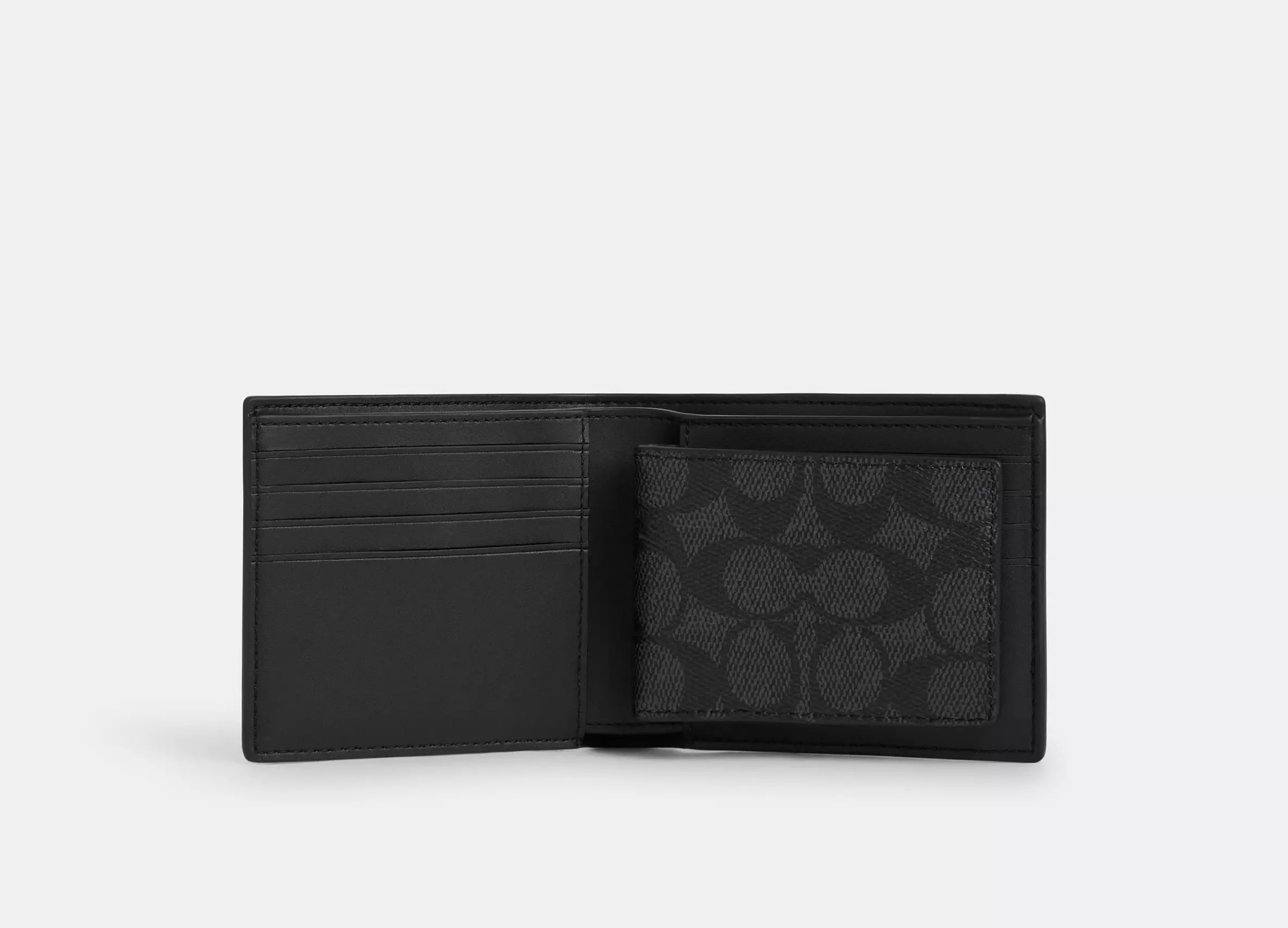 Coach 3 In 1 Wallet In Signature Canvas - Signature Canvas/Charcoal/Black