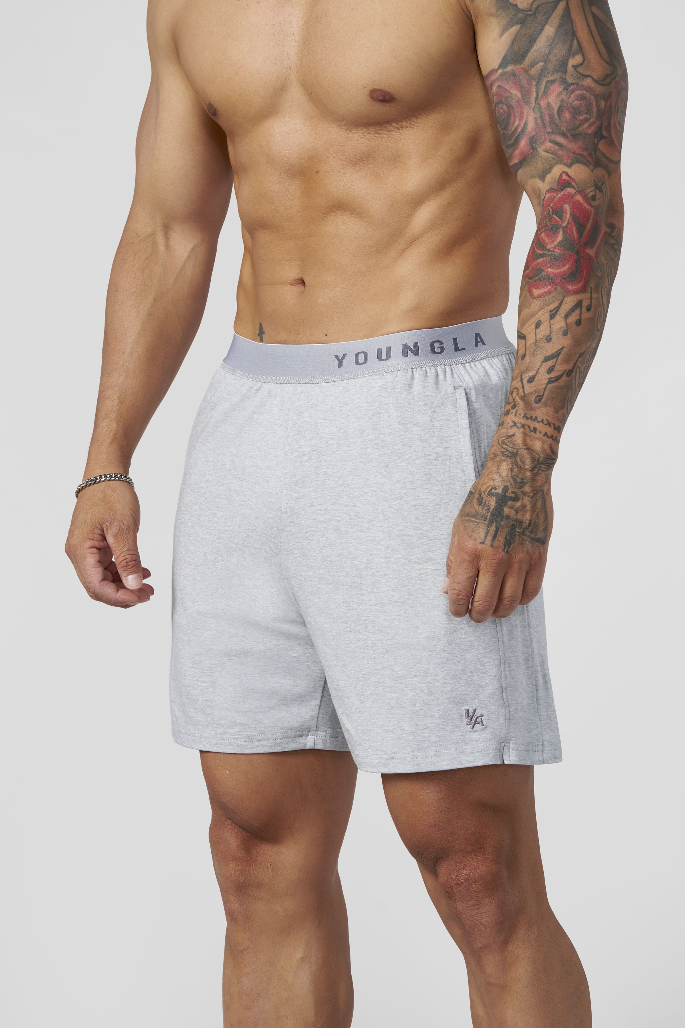 Young La 1008 - Sleepwear Shorts 'Heather Grey'