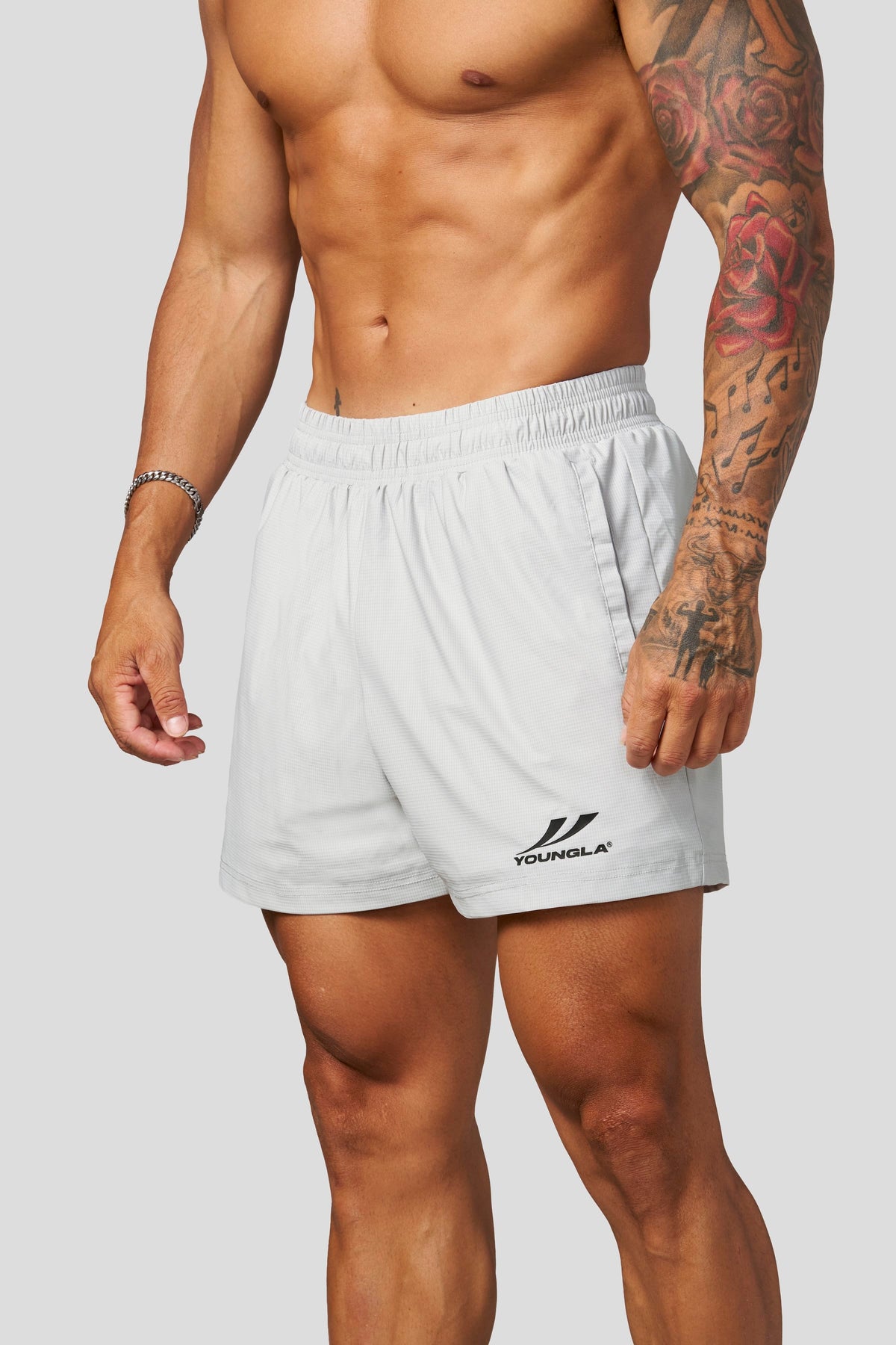 YoungLA 1034 - Core Training Shorts 'Light Grey'