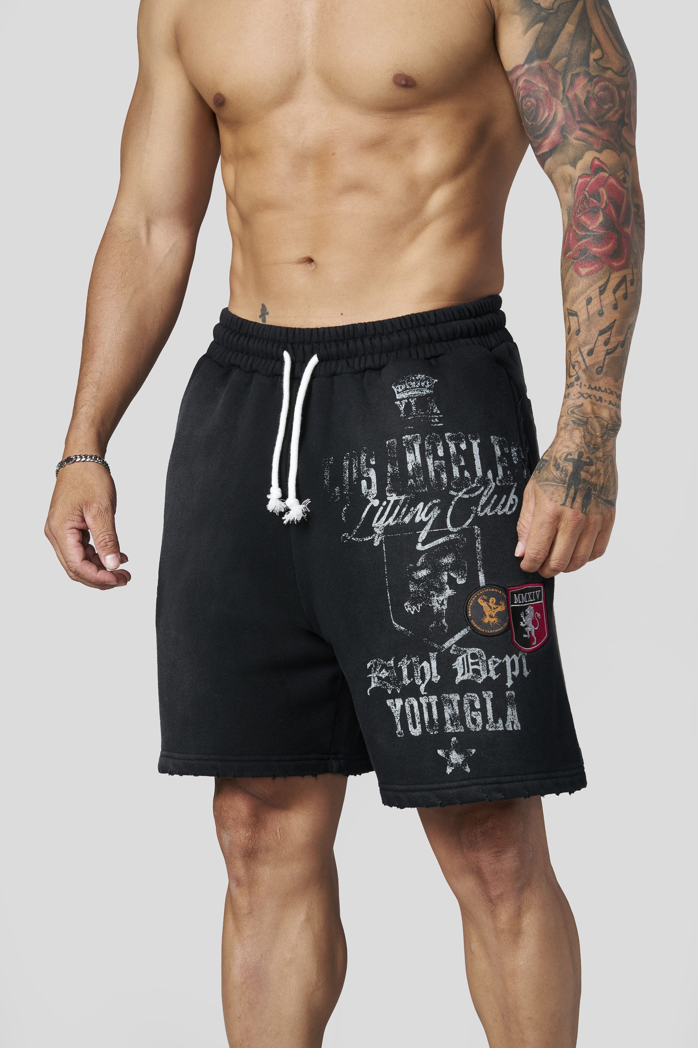 YoungLA 1065 - Golden Era Sweat Shorts 'Black Wash'