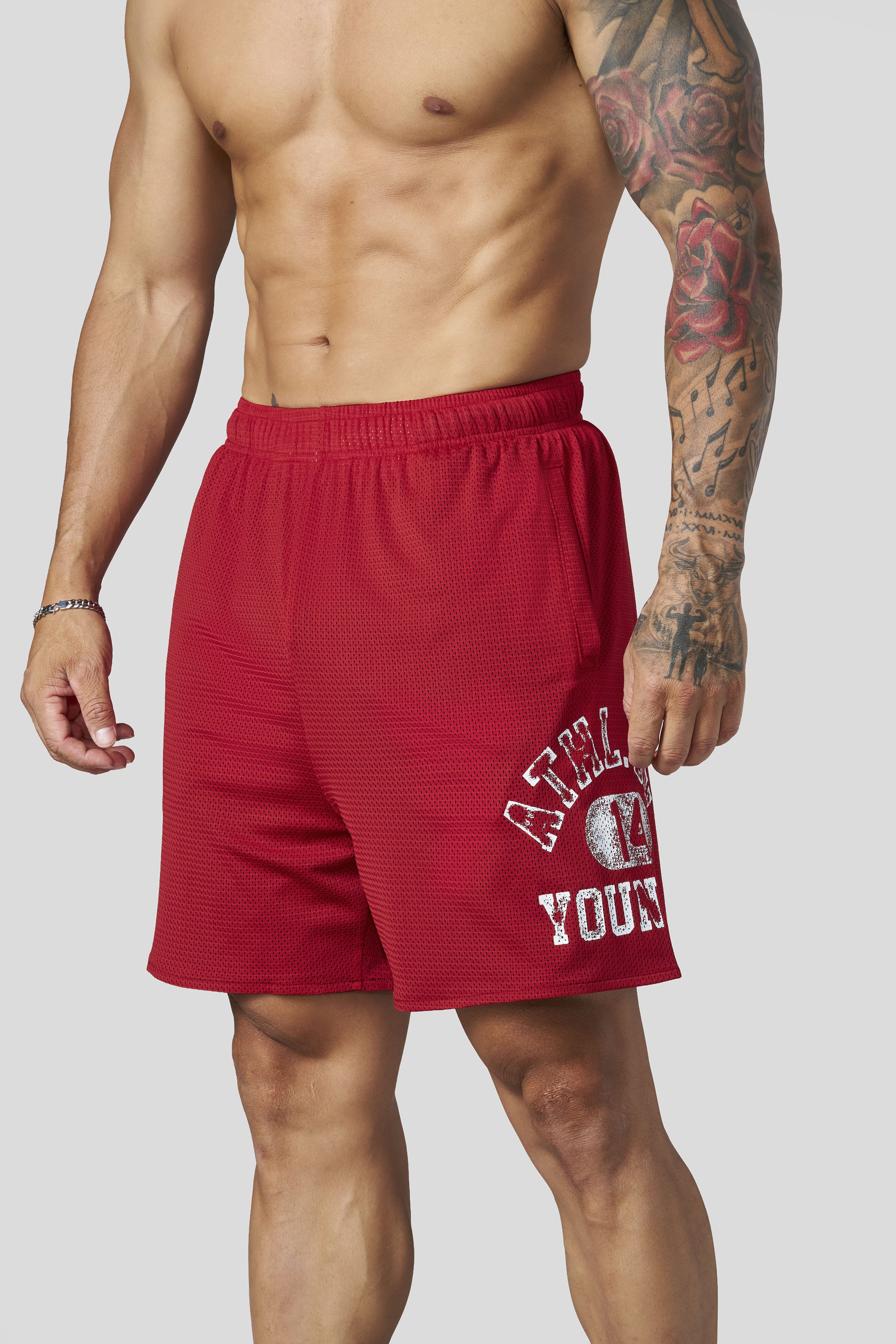 YoungLA 1069 - Golden Era Mesh Shorts 'Red'