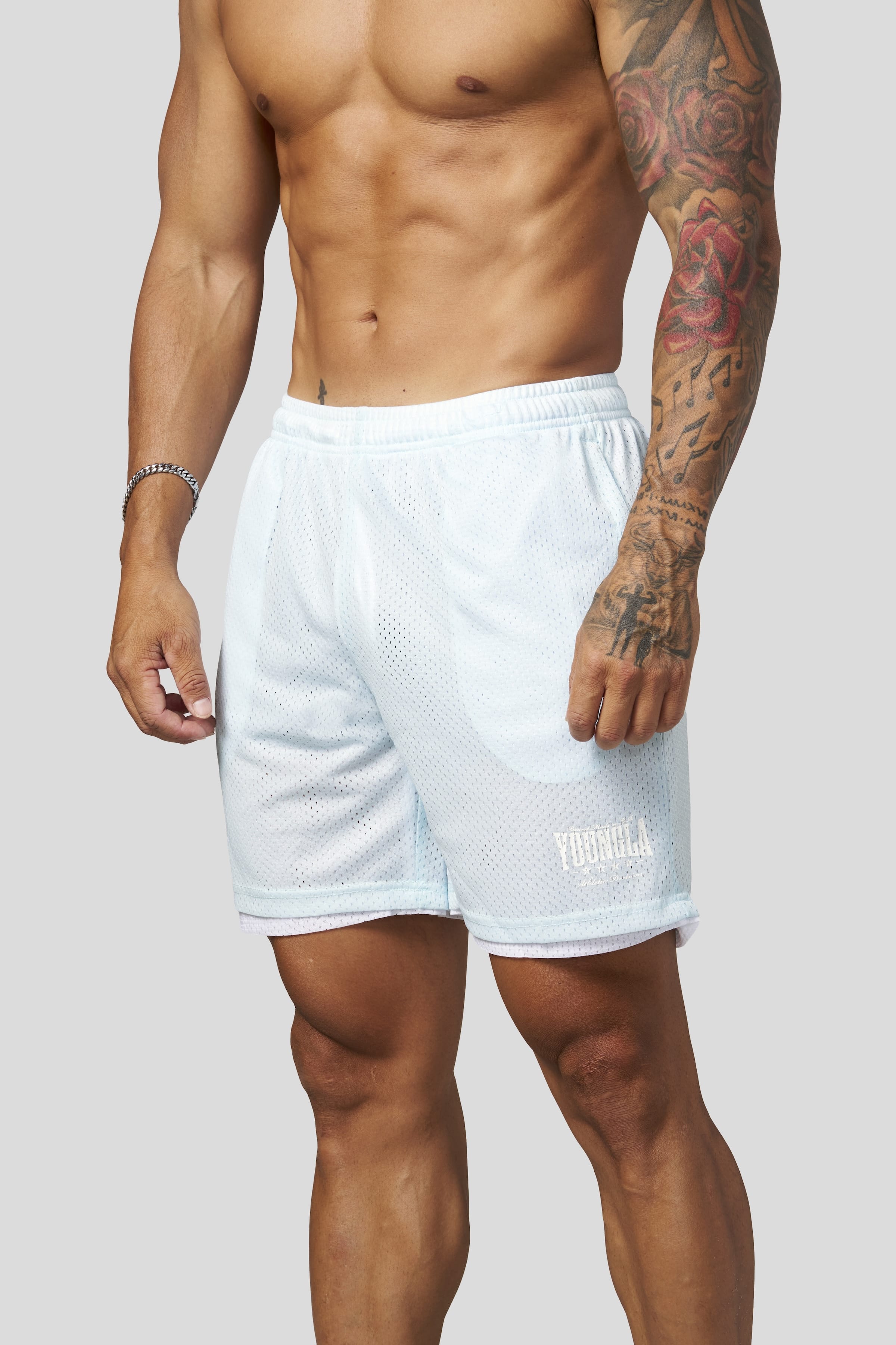 YoungLA 1092 - Double Mesh Shorts 'Light Blue'