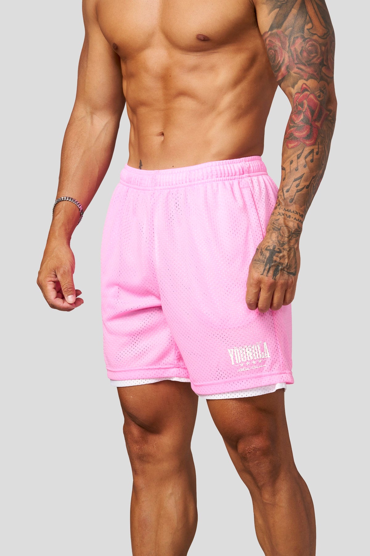 YoungLA 1092 - Double Mesh Shorts 'Pink'
