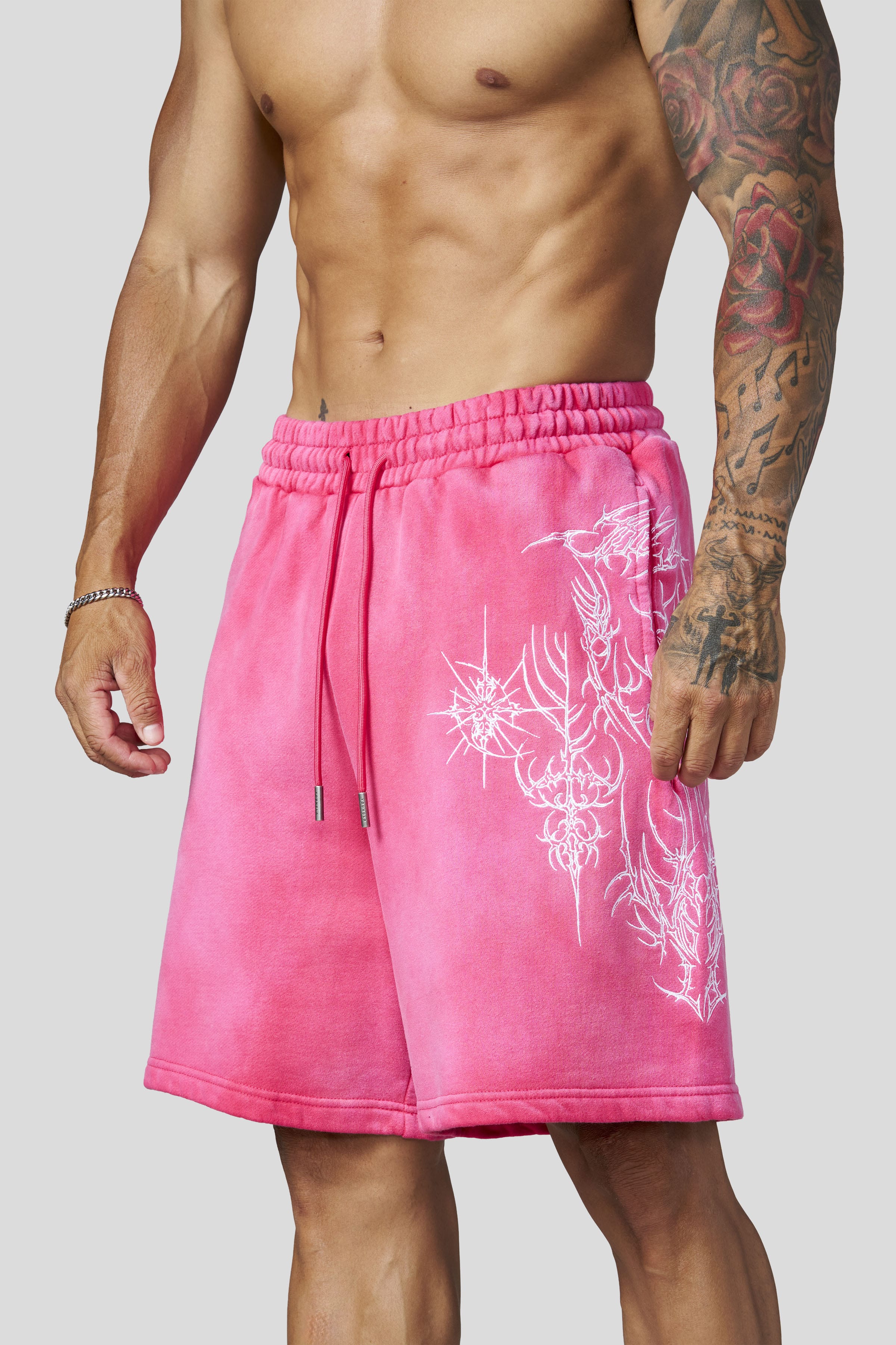YoungLA 1093 - Cyberpunk Fleece Shorts 'Pink Wash'