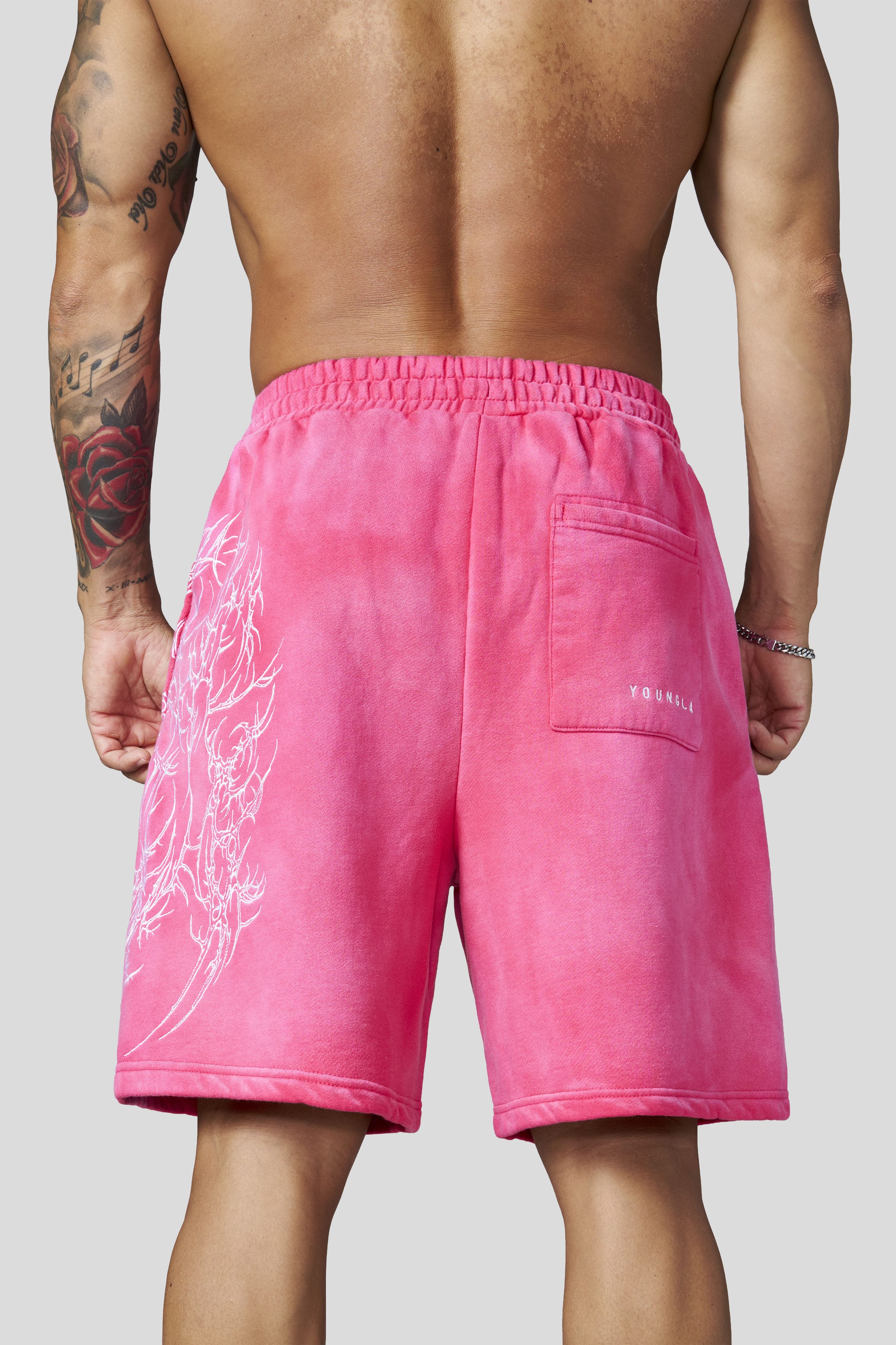YoungLA 1093 - Cyberpunk Fleece Shorts 'Pink Wash'