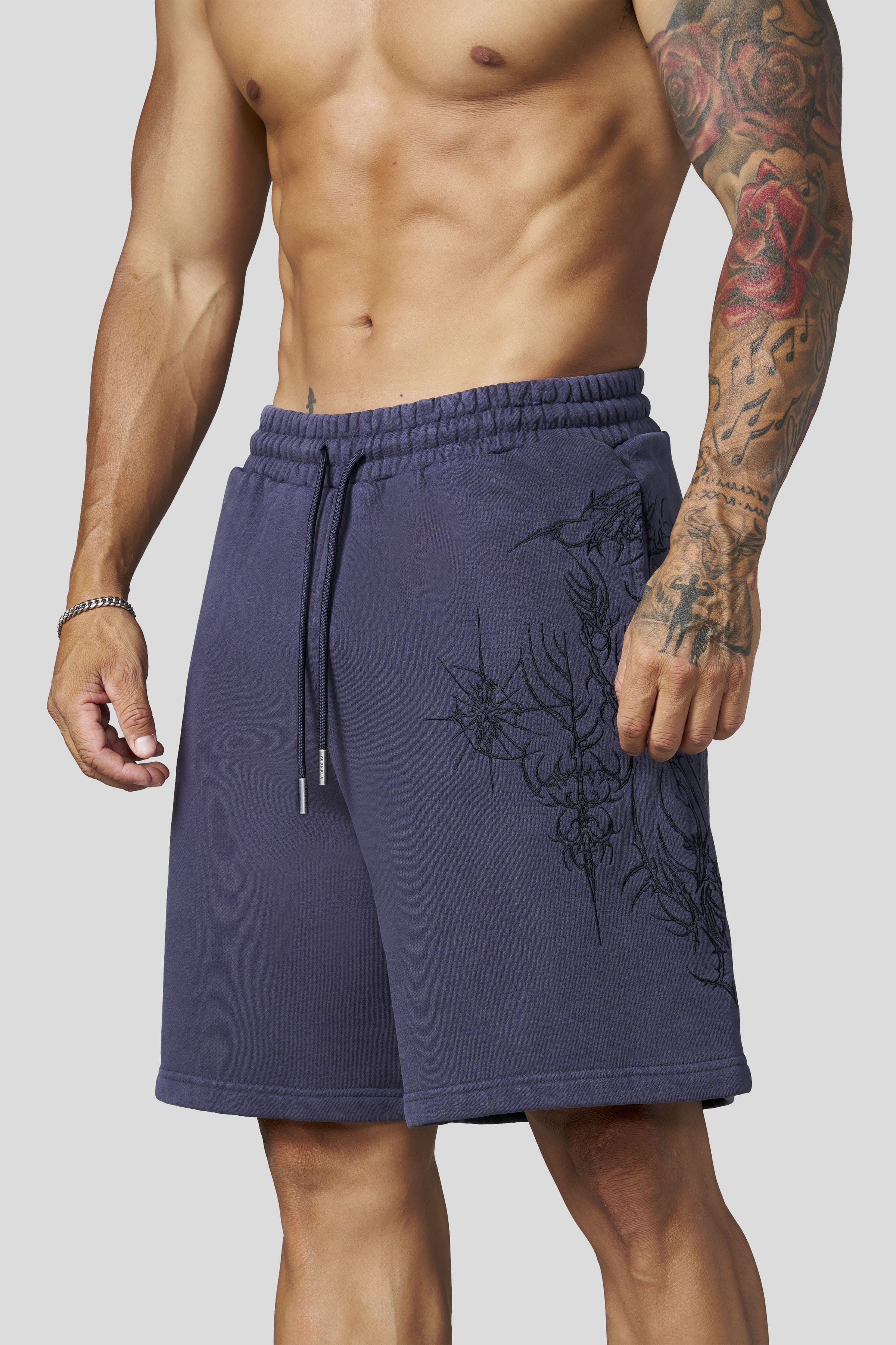 YoungLA 1093 - Cyberpunk Fleece Shorts 'Purple Wash'