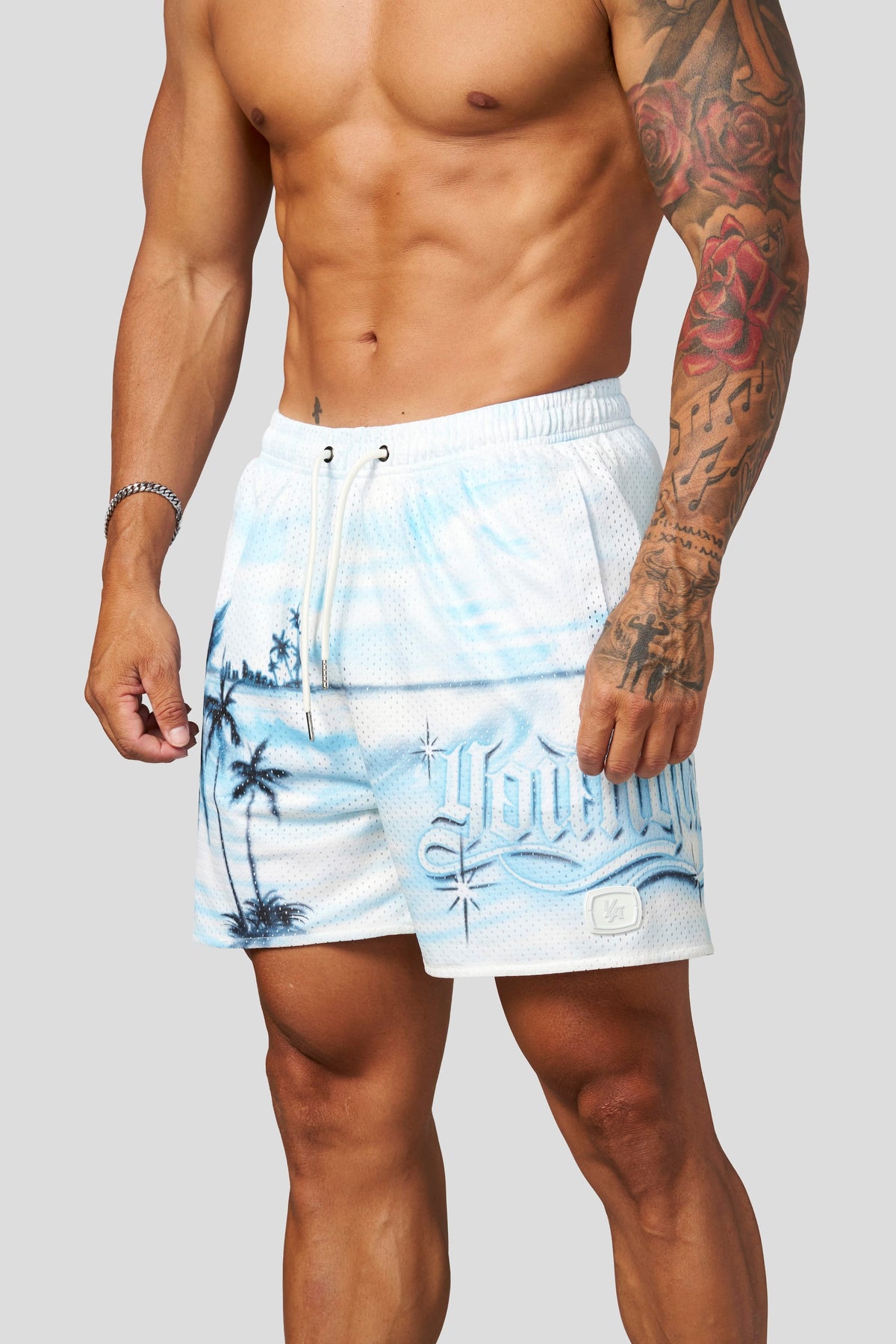 YoungLA 1127 - Daydream Mesh Shorts 'Blue Palm'