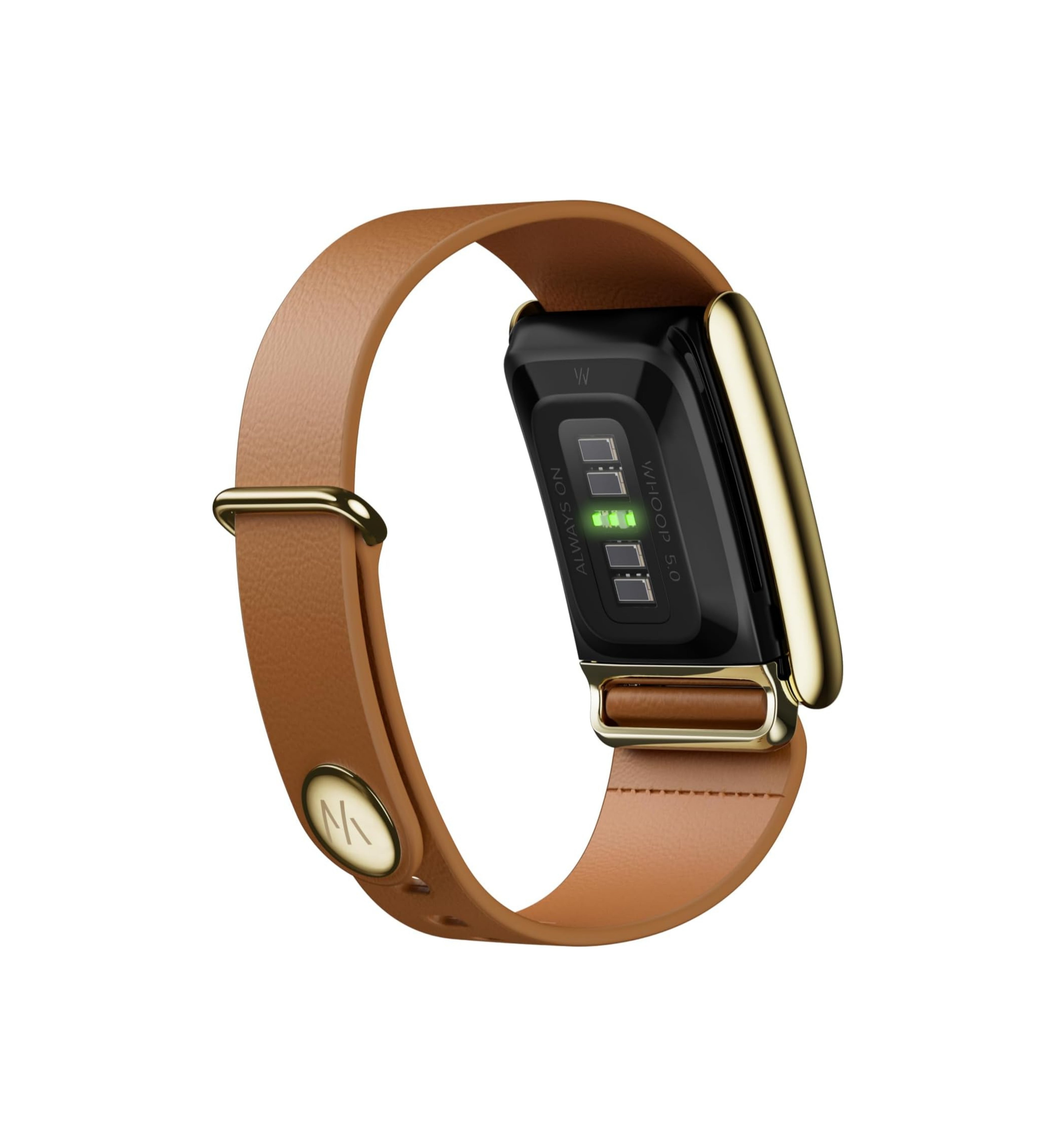 WHOOP 5.0 LeatherLuxe Band 'Camel with Gold - Tapered' (Band Only)