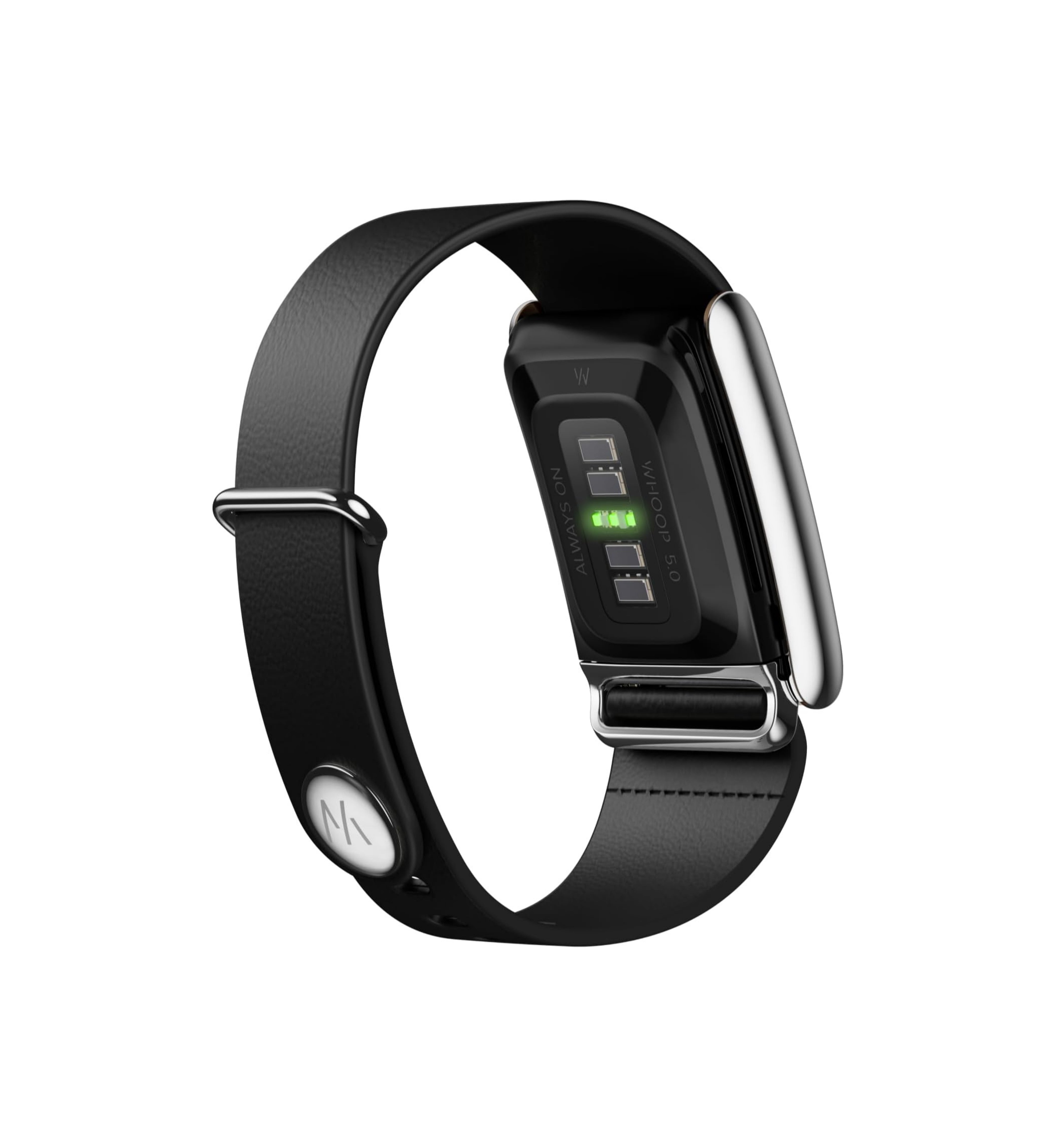 WHOOP 5.0 LeatherLuxe Band 'Black with Titanium - Tapered' (Band Only)
