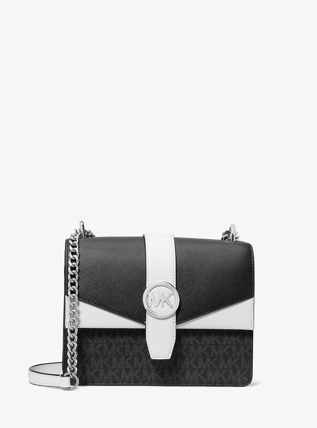 Michael Kors Greenwich Small Color-Block Signature Logo Crossbody Bag Black Combo