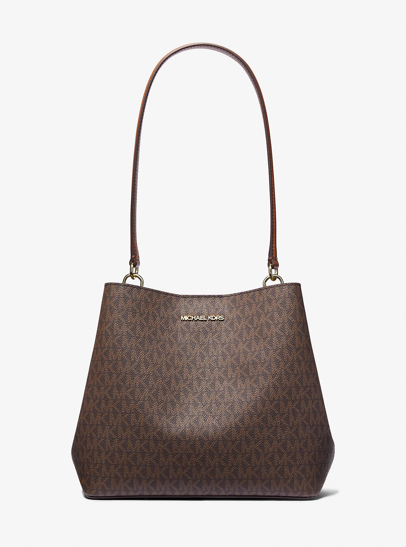 Michael Kors Pratt Medium Signature Logo Shoulder Bag Brown