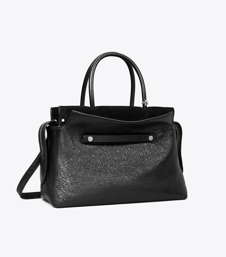 Tory Burch Mercer Distressed Satchel Black