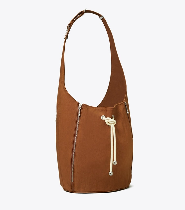 Tory Burch Spaghetti Strap Large Zip Bucket Bag BOURBON VANILLA / French Cream