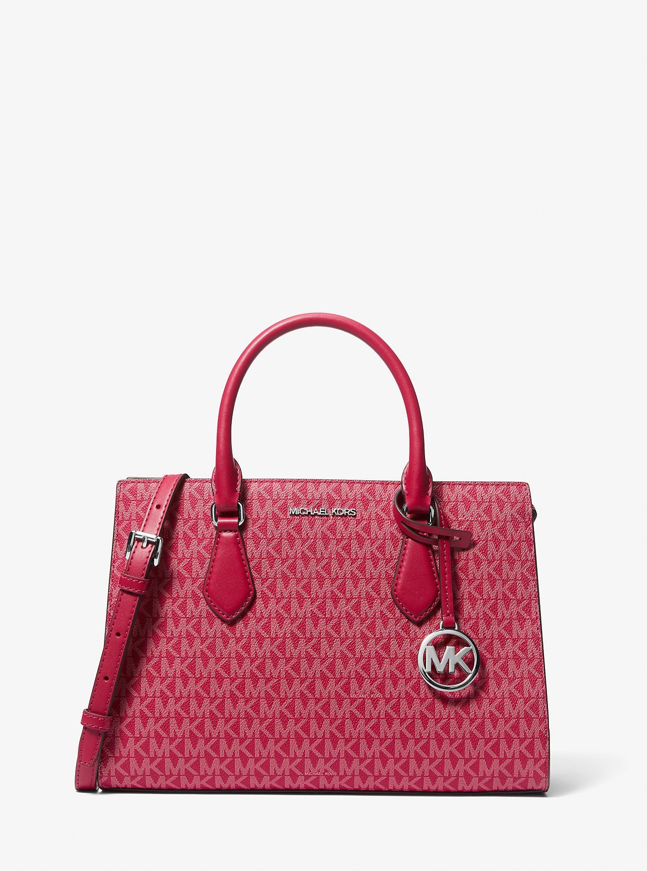 Michael Kors Sheila Medium Signature Logo Satchel Dk Raspberry