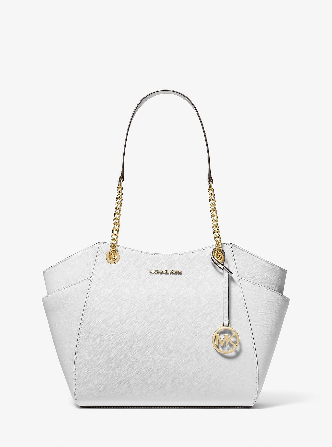 Michael Kors Jet Set Large Saffiano Leather Shoulder Bag Optic White