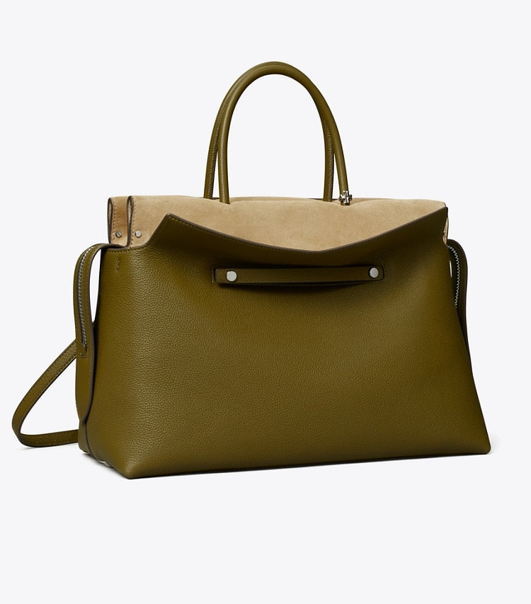 Tory Burch Large Mercer Pebbled Satchel Leccio