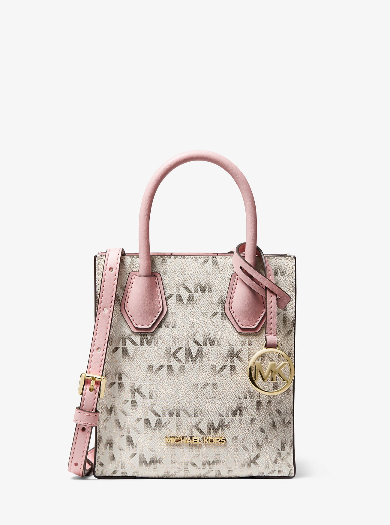 Michael Kors Mercer Extra-Small Logo and Leather Crossbody Bag Pwd Blsh Mlt