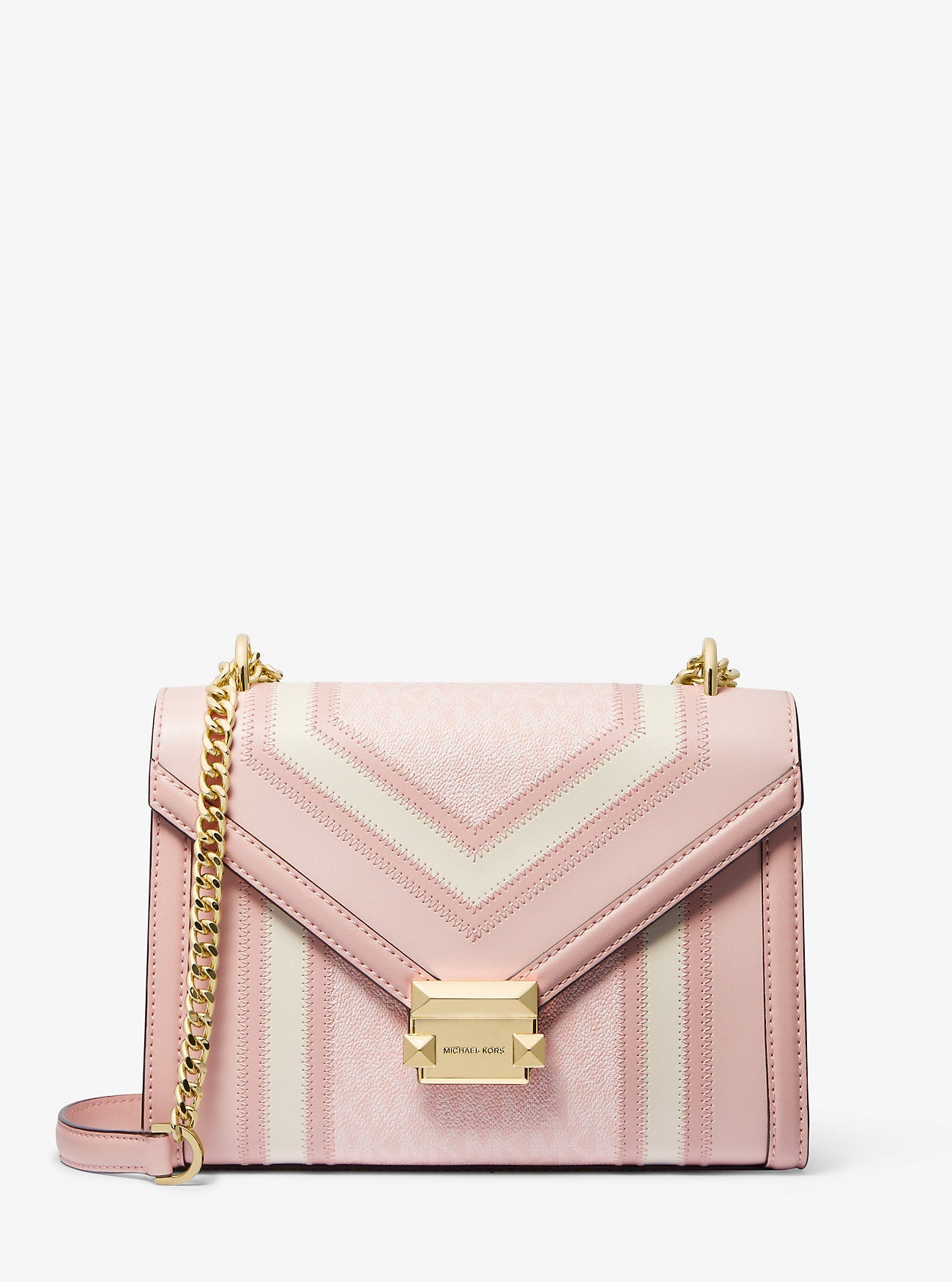 Michael Kors Whitney Medium Color-Block and Signature Logo Shoulder Bag Pwd Blsh Mlt