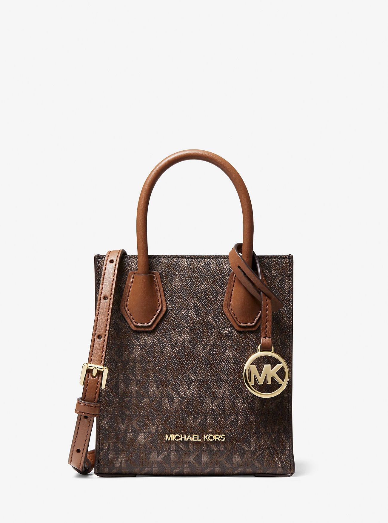 Michael Kors Mercer Extra-Small Logo and Leather Crossbody Bag Brown