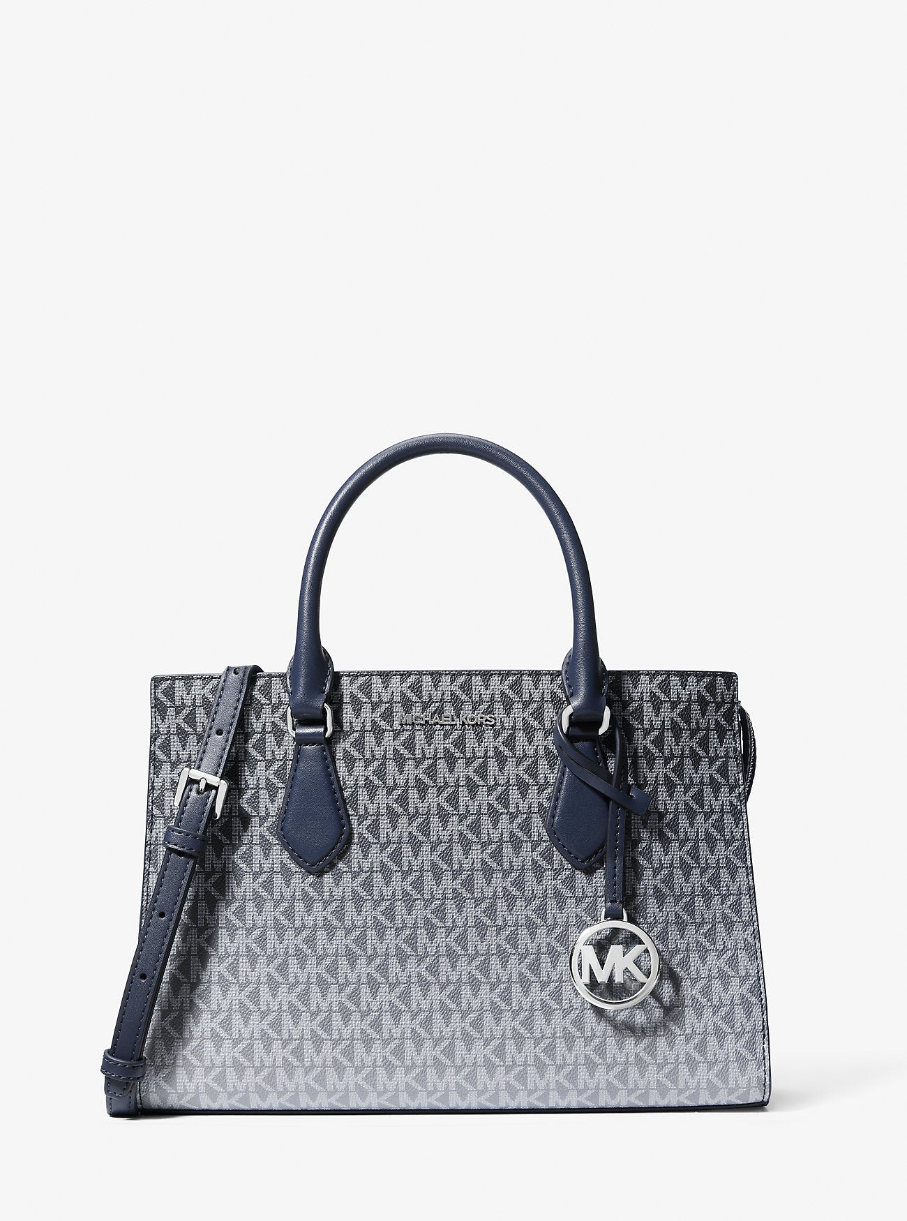 Michael Kors Sheila Medium Ombre Signature Logo Satchel Navy