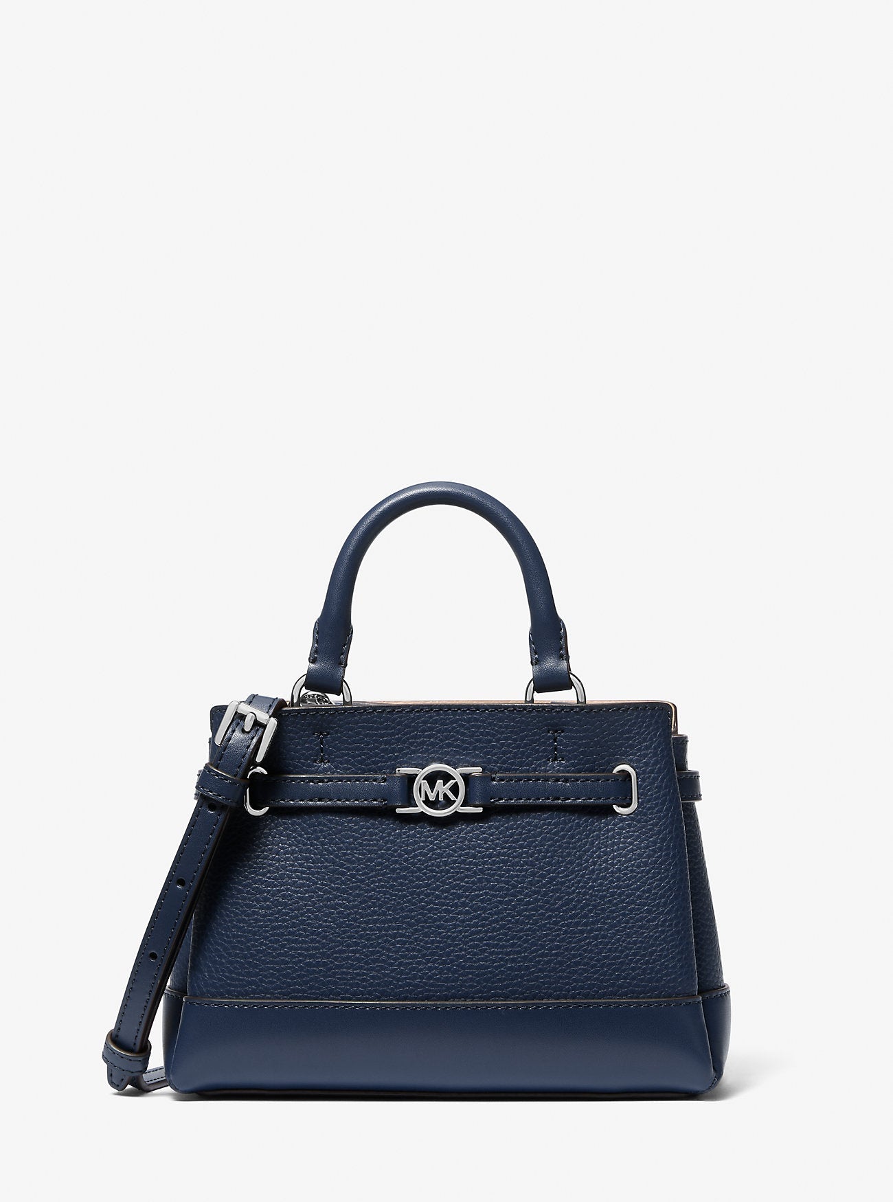 Michael Kors Reed Extra-Small Pebbled Leather Satchel Navy