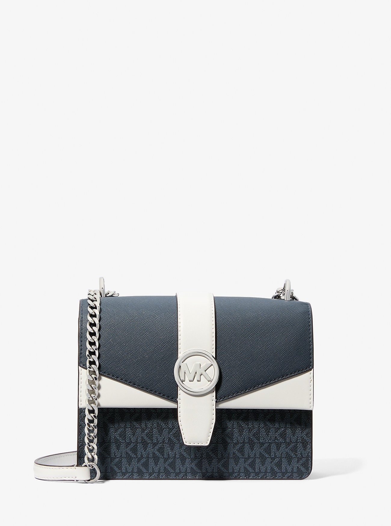 Michael Kors Greenwich Small Color-Block Signature Logo Crossbody Bag Admirl Multi