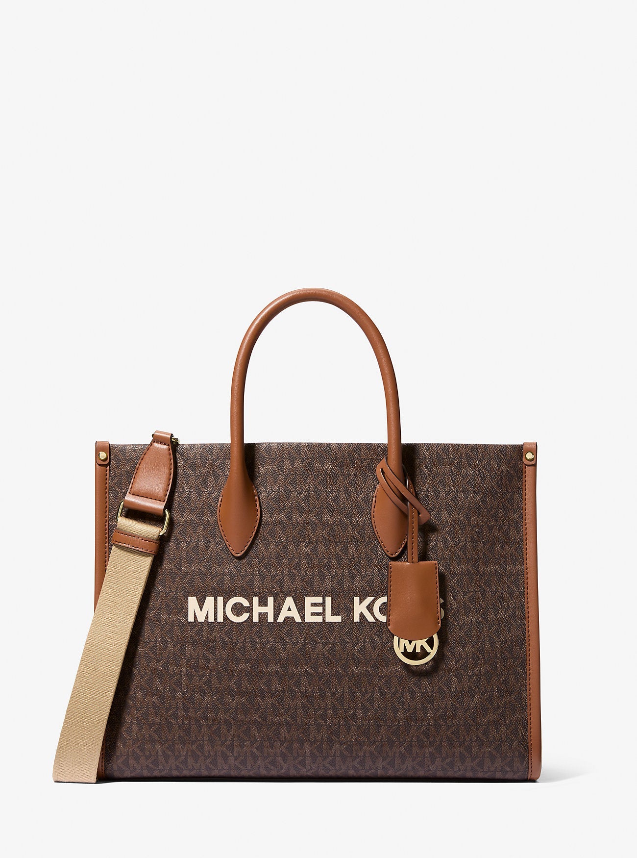 Michael Kors Mirella Medium Signature Logo Tote Bag Brown