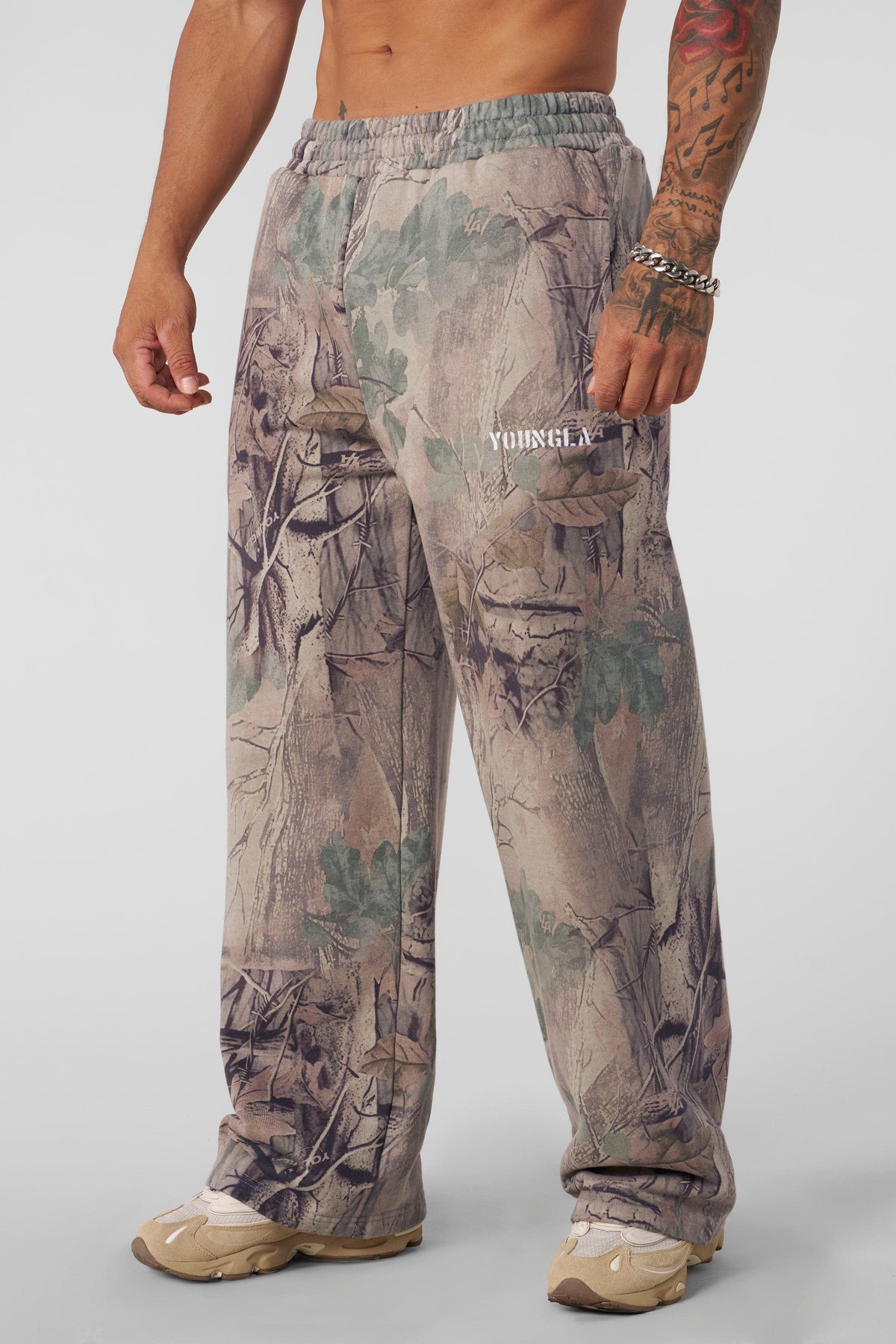 YoungLA 2094 - Tree Camo Collection - No Cuff Sweats 'Beige Tree Camo'