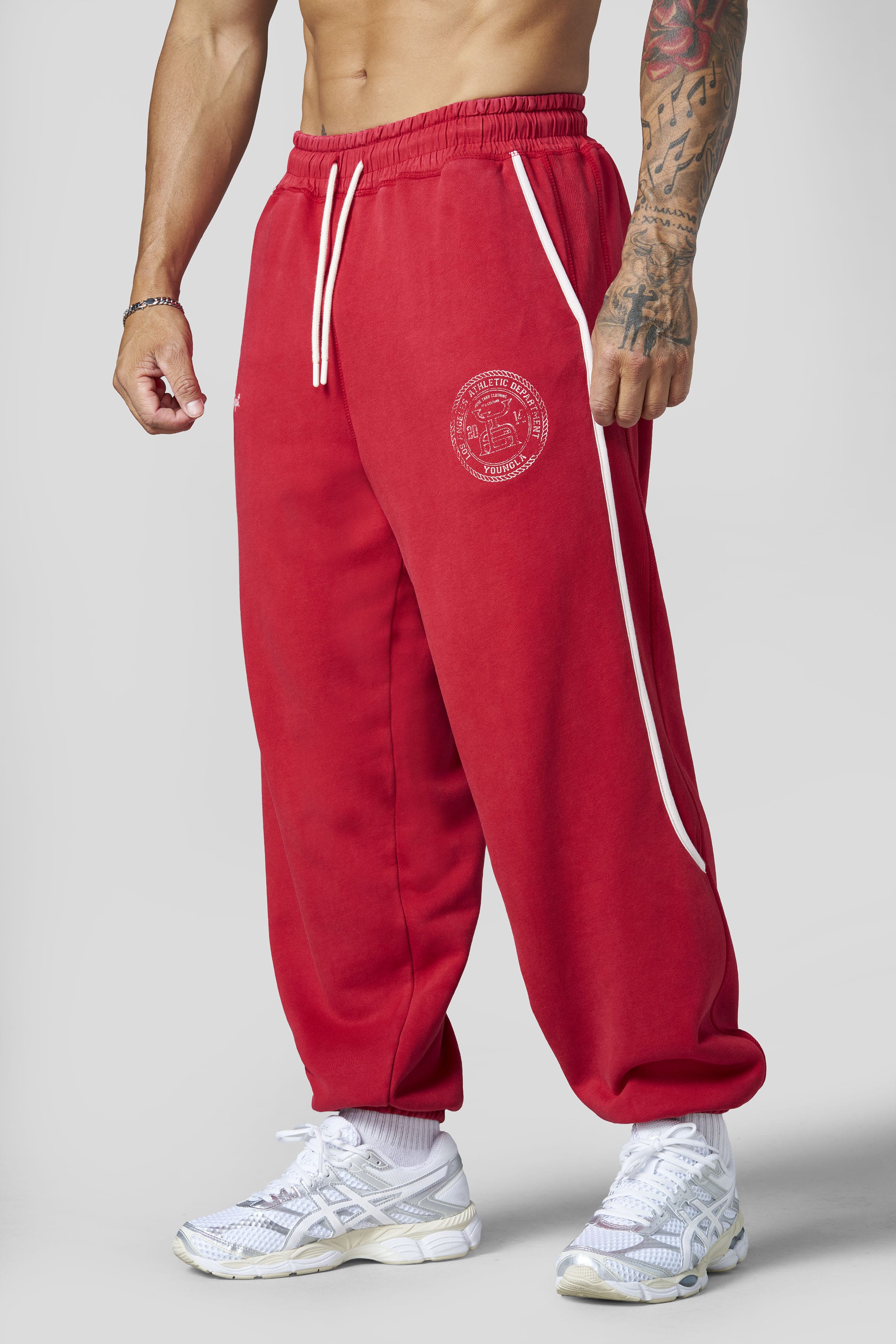 YoungLA 2176 - Golden Era Piping Joggers 'Red Wash'