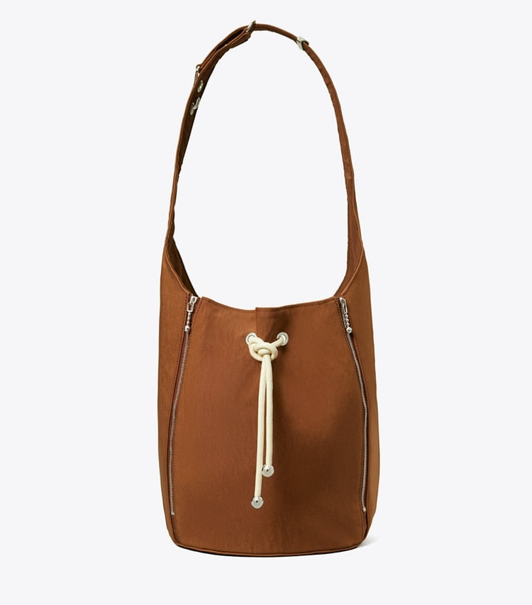 Tory Burch Spaghetti Strap Large Zip Bucket Bag BOURBON VANILLA / French Cream