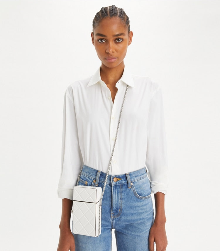 Tory Burch Fleming Phone Crossbody Blanc