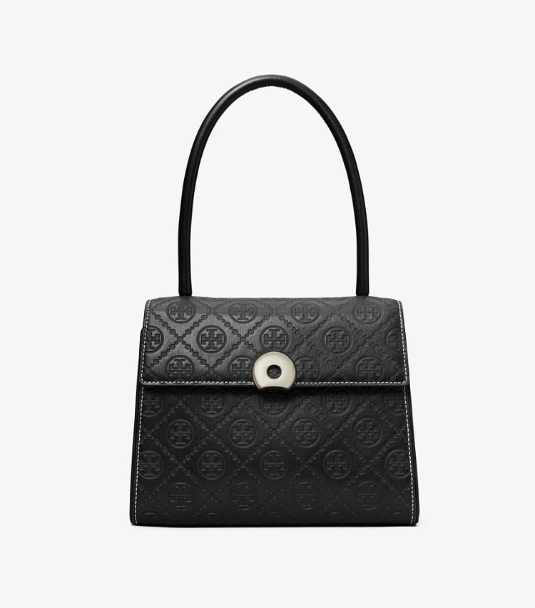 Tory Burch T Monogram Leather Small Deville Bag Black