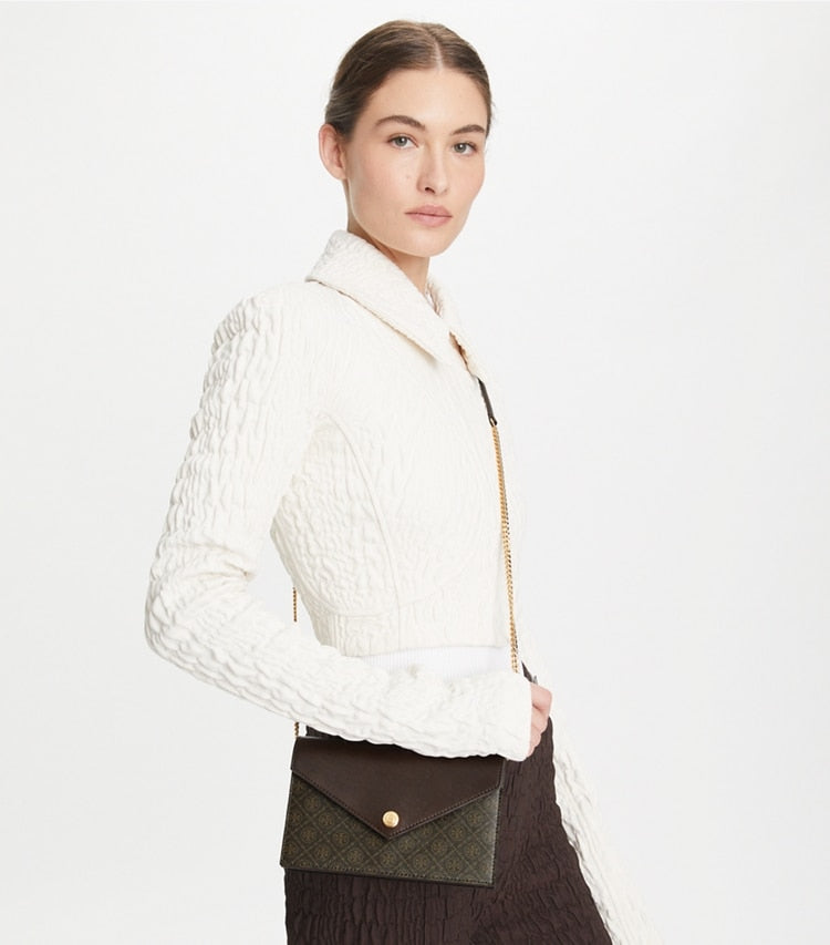 Tory Burch T Monogram Coated Canvas Envelope Crossbody French Press