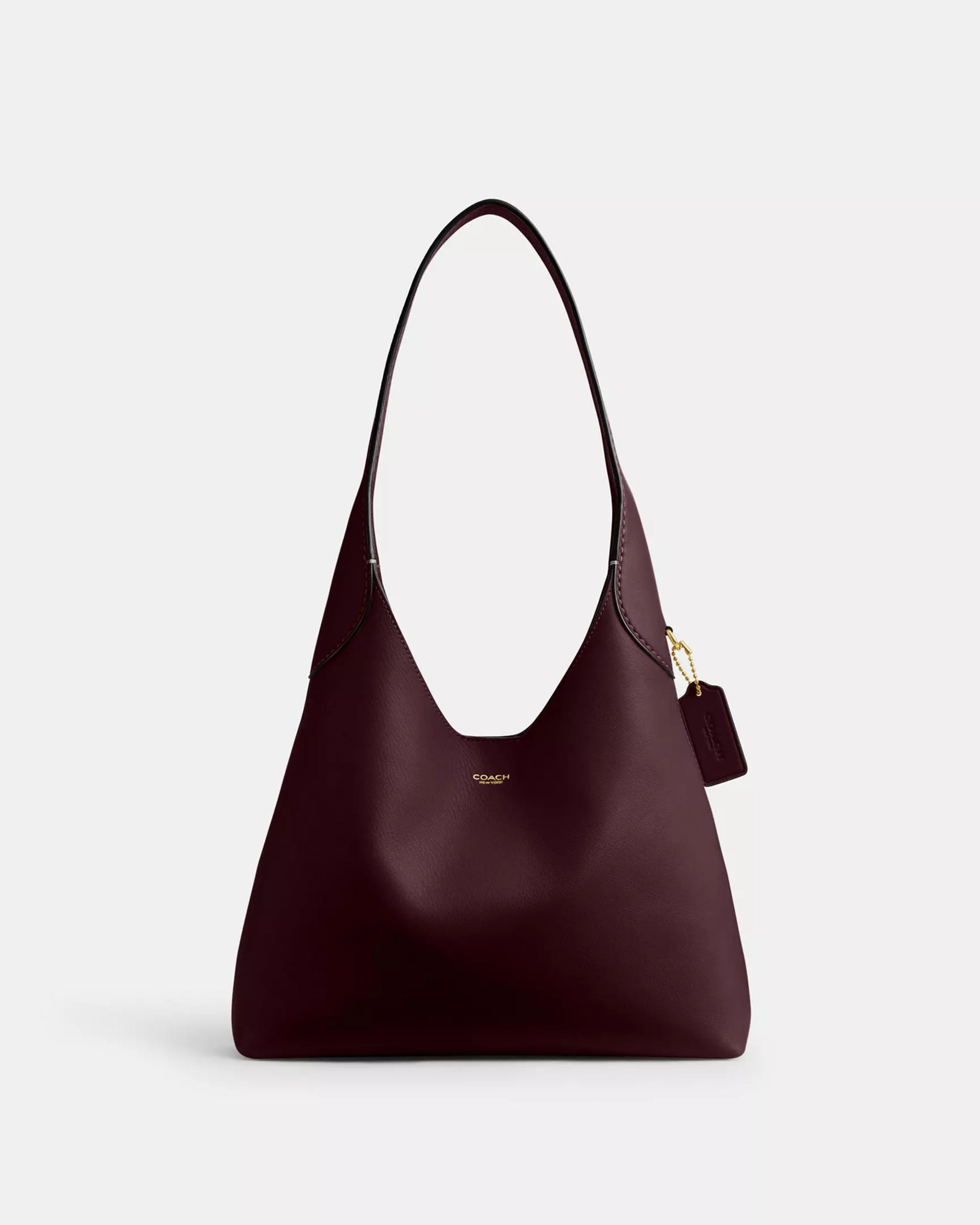 Coach Brooklyn Shoulder Bag 28 'Natural Grain Leather Brass Dark Merlot'