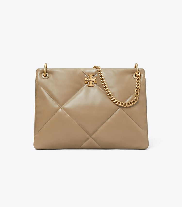 Tory Burch Small Kira Diamond Quilt Shoulder Bag Taupe Oak