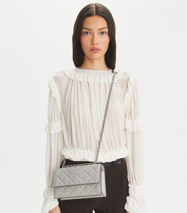 Tory Burch Small Fleming Convertible Shoulder Bag Gray