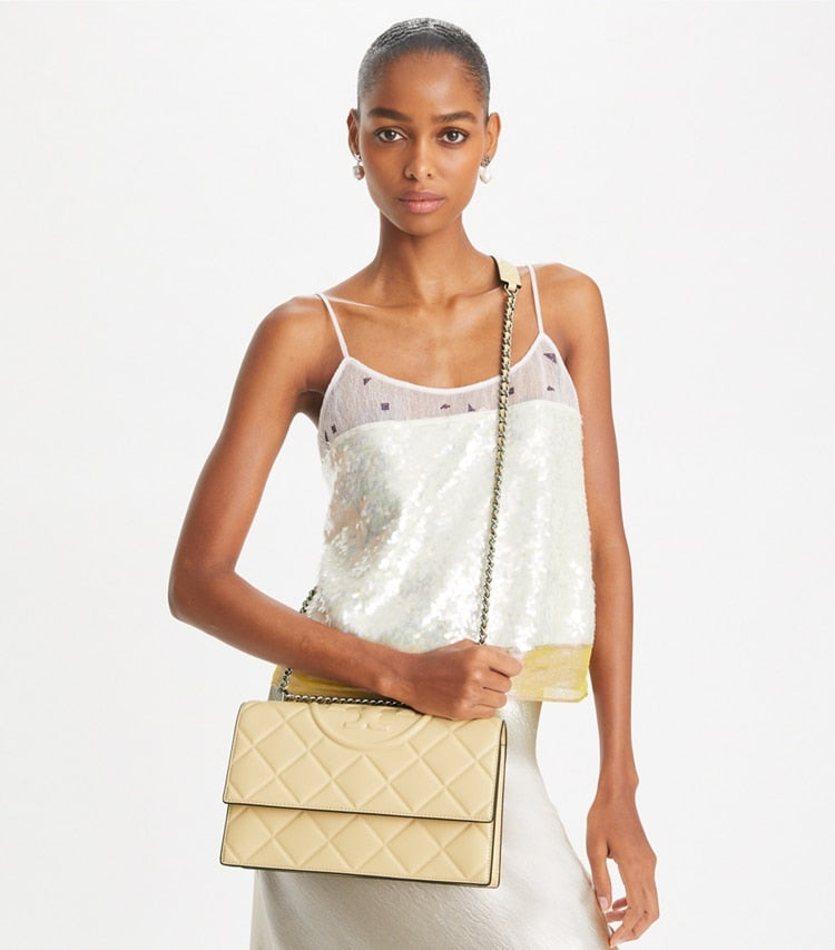 Tory Burch Fleming Shoulder Bag Vanilla Soft Serve