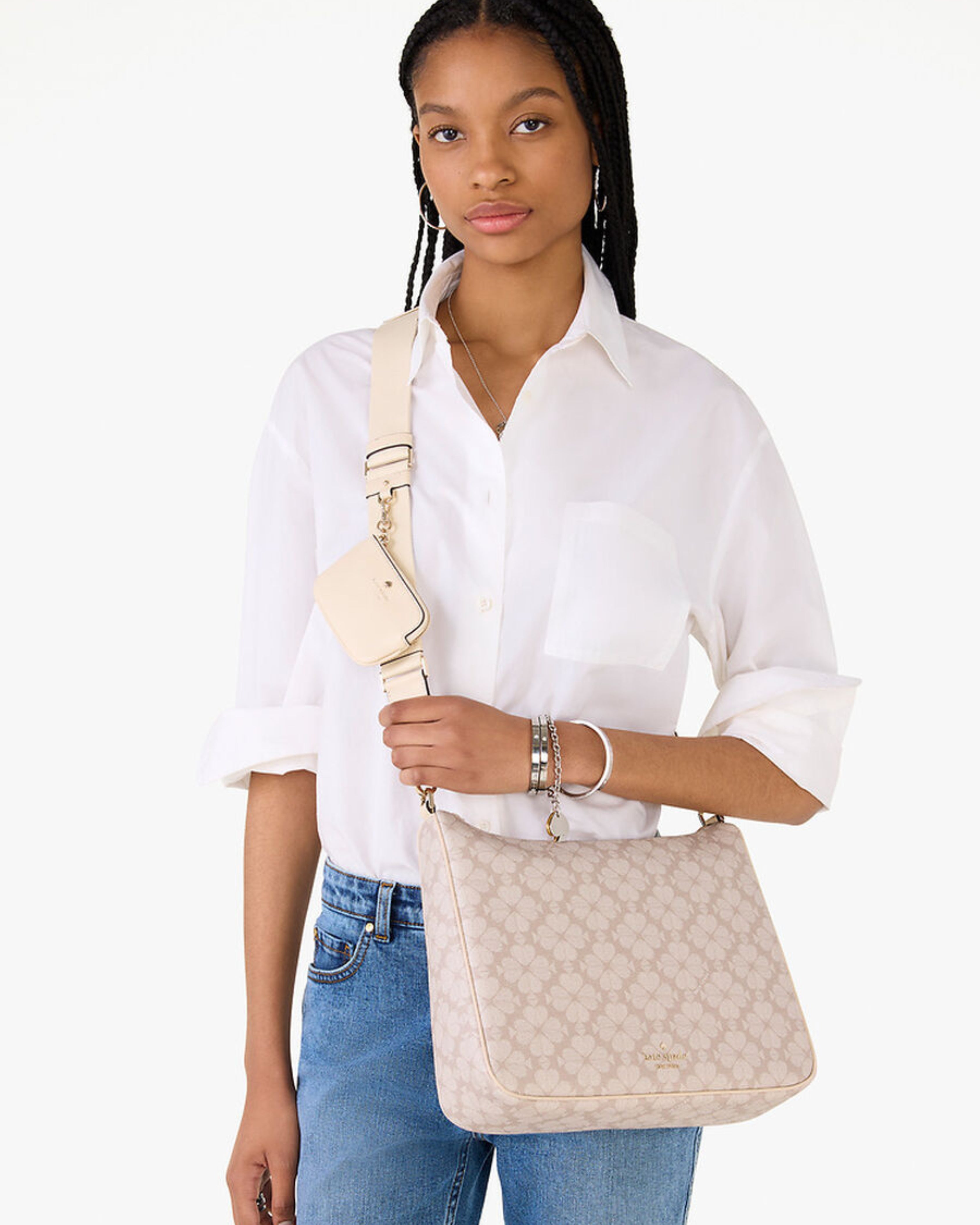Kate Spade Spade Flower Large Crossbody With Pouch 'Dark Beige Multi'