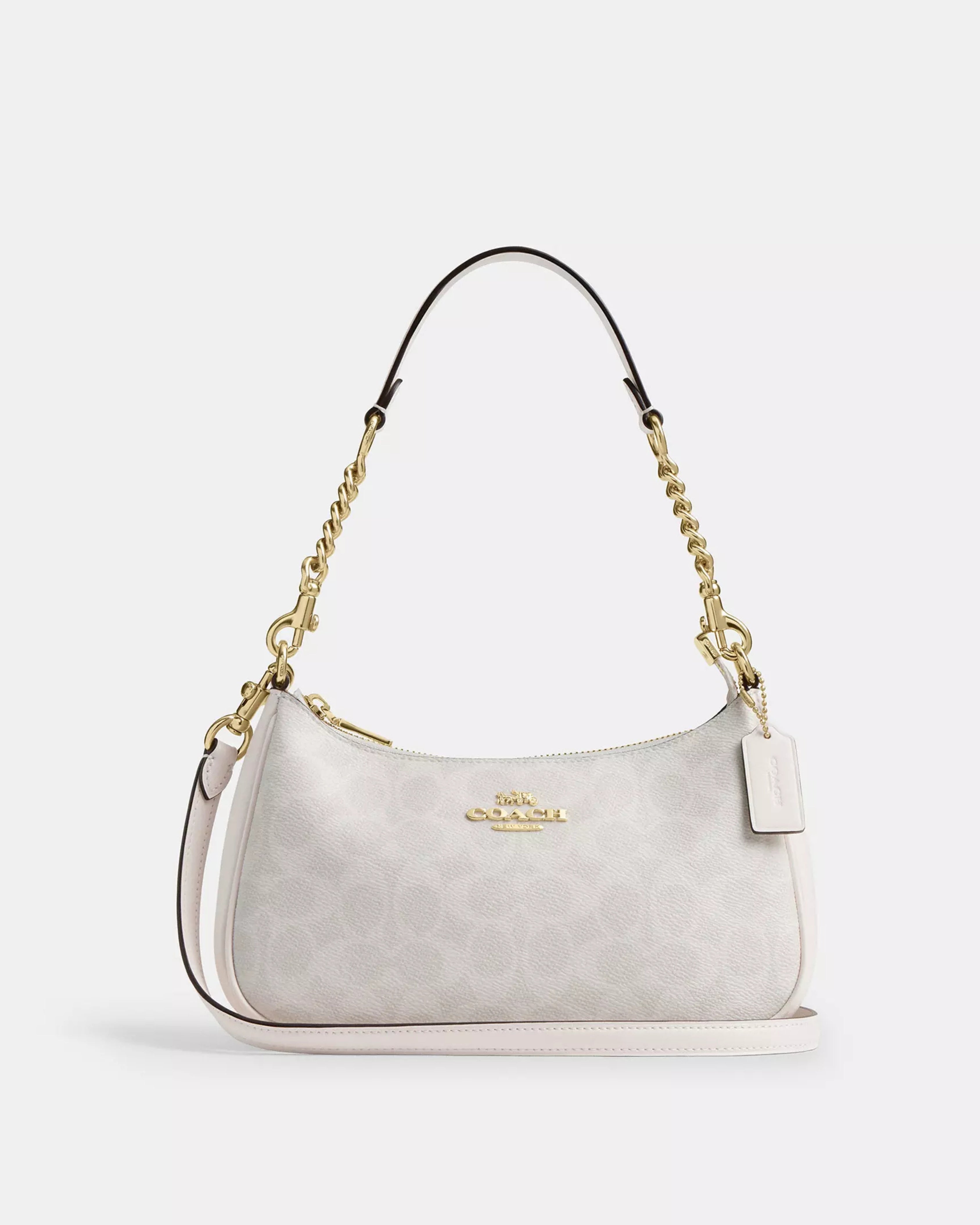 Coach Teri Shoulder Bag In Signature Canvas 'Gold White Chalk'