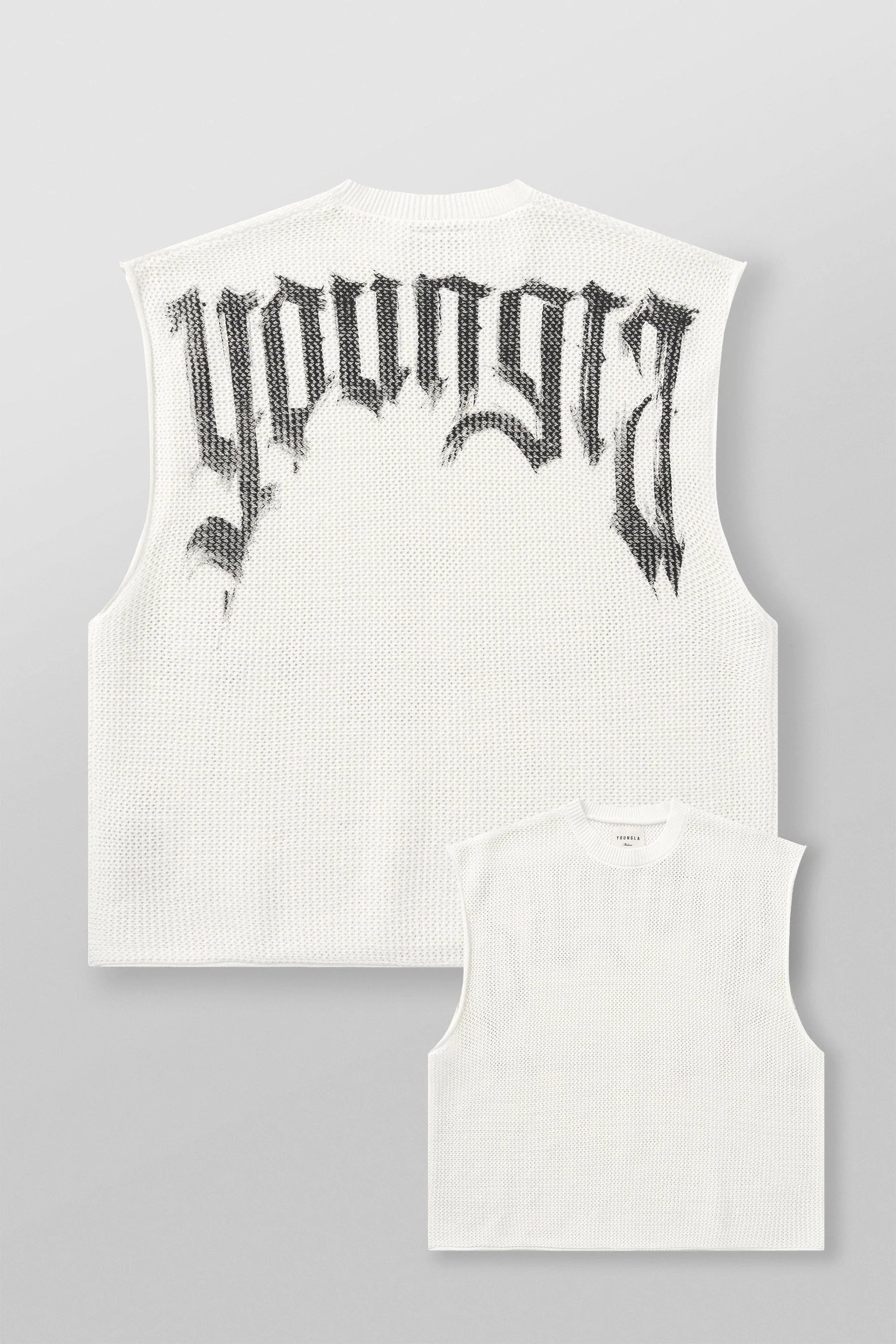 Young La 3012 - Drop Shoulder Knit Cut-Off 'White'
